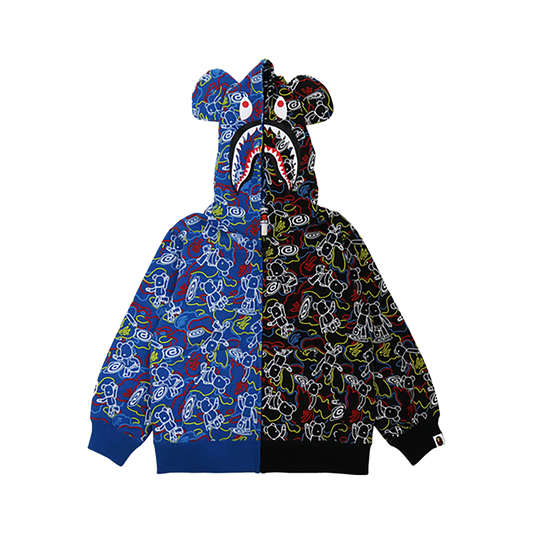 BE@RBRICK CAMO BE@R SHARK HALF ZIP HOODIE (KIDS)