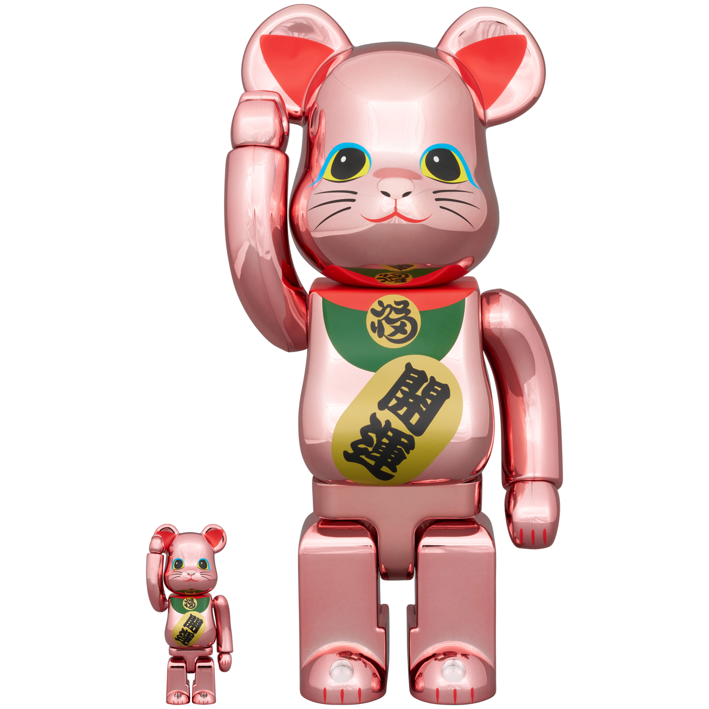 BE@RBRICK Maneki Neko Good luck 2 Peach Gold Plated 100% & 400%