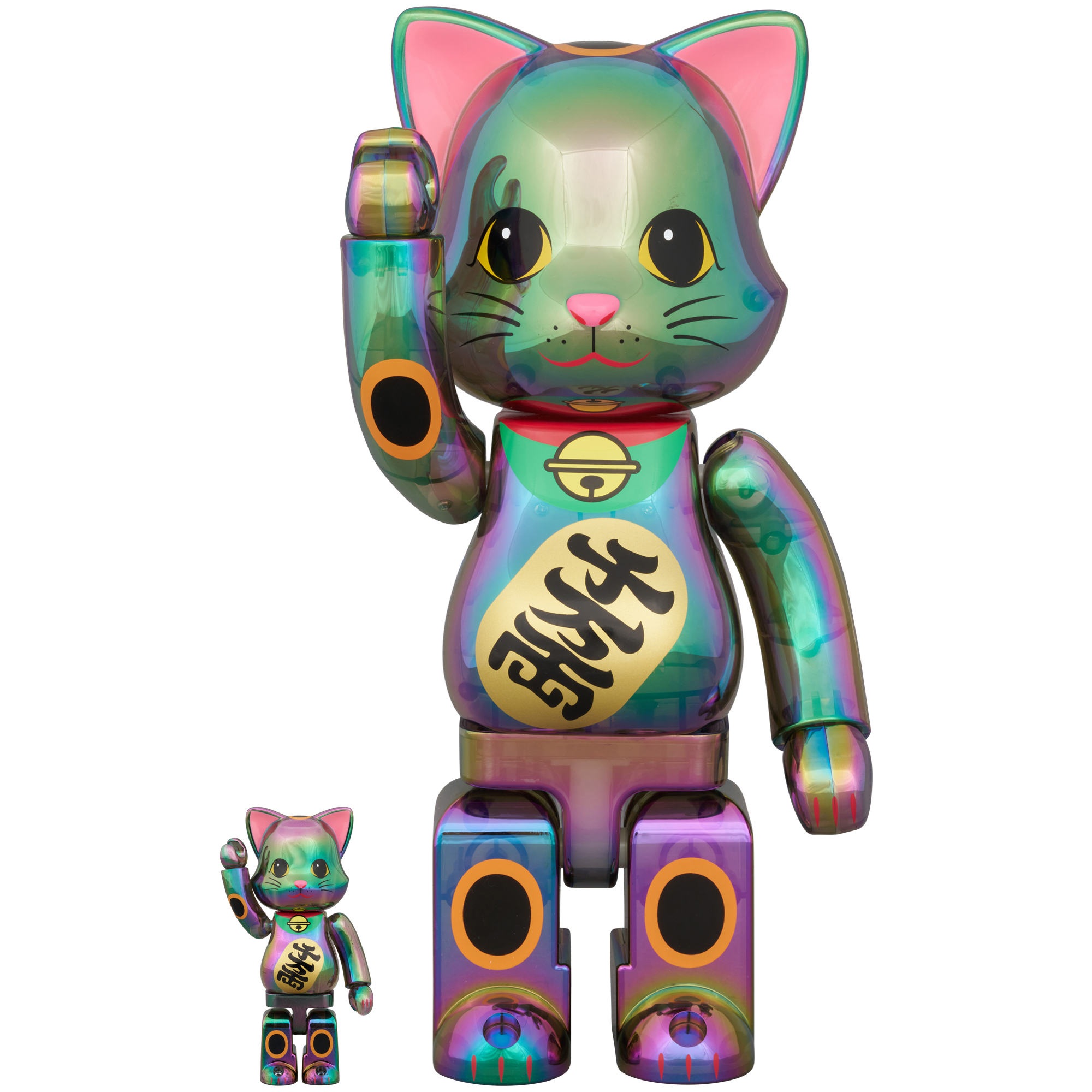 NY@BRICK 招财猫千万亮黑色透明电镀 100% 和 400%