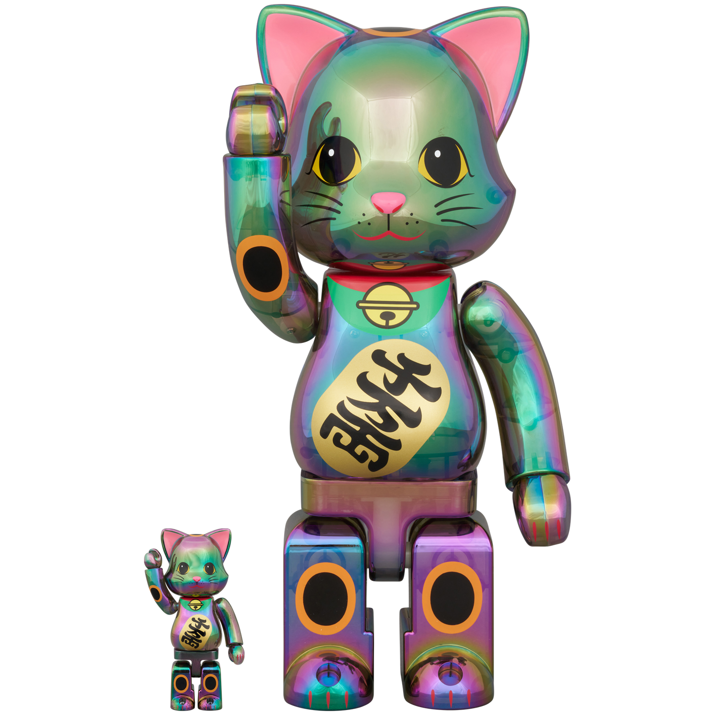 NY@BRICK 招财猫千万亮黑色透明电镀 100% 和 400%