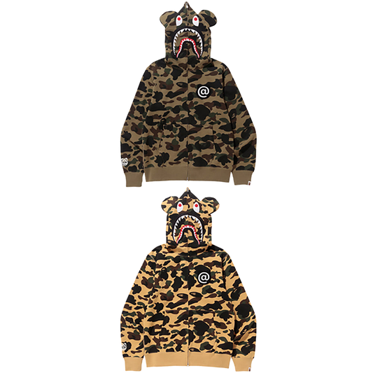 1ST CAMO SHARK BE@R FULL ZIP HOODIE