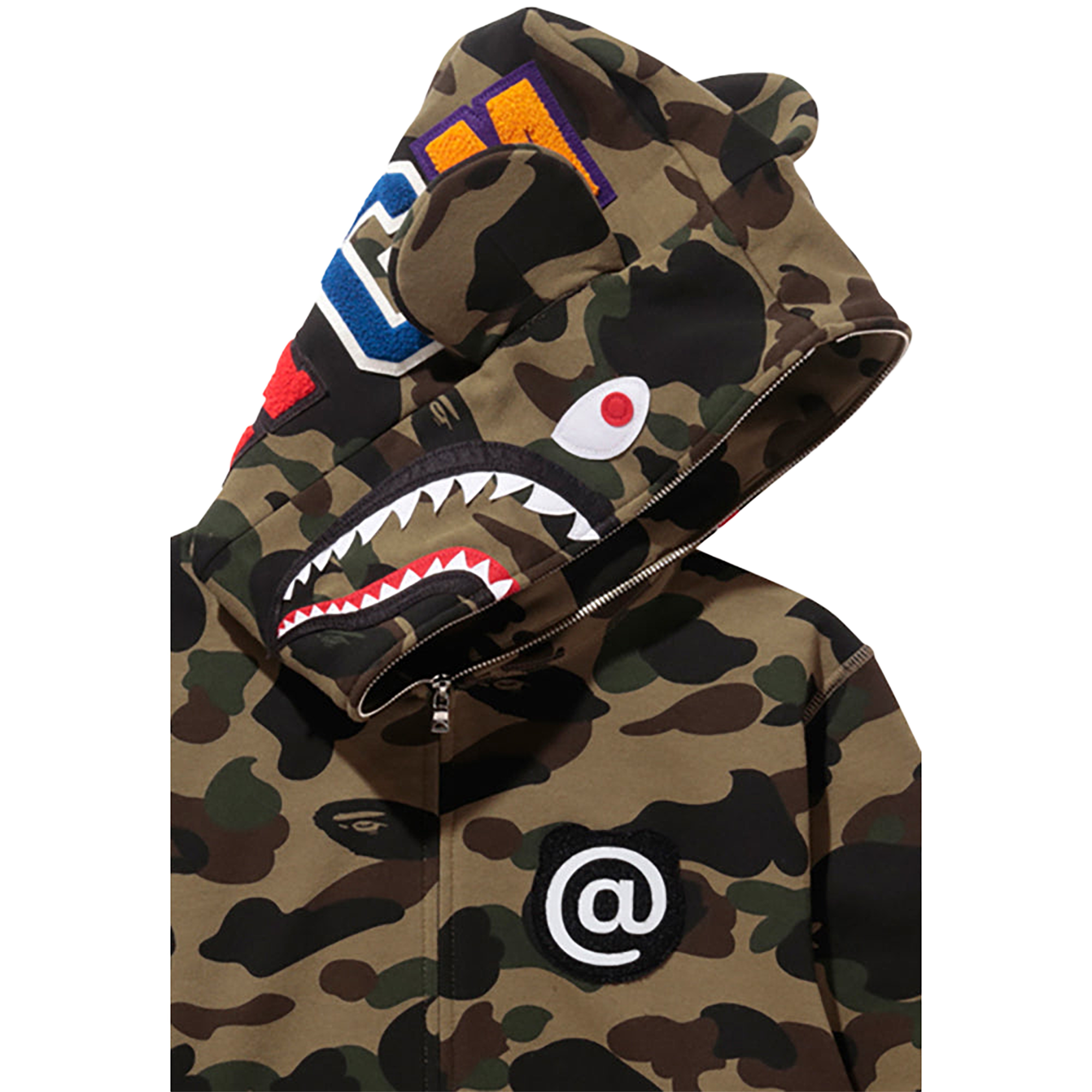 1ST CAMO SHARK BE@R FULL ZIP HOODIE