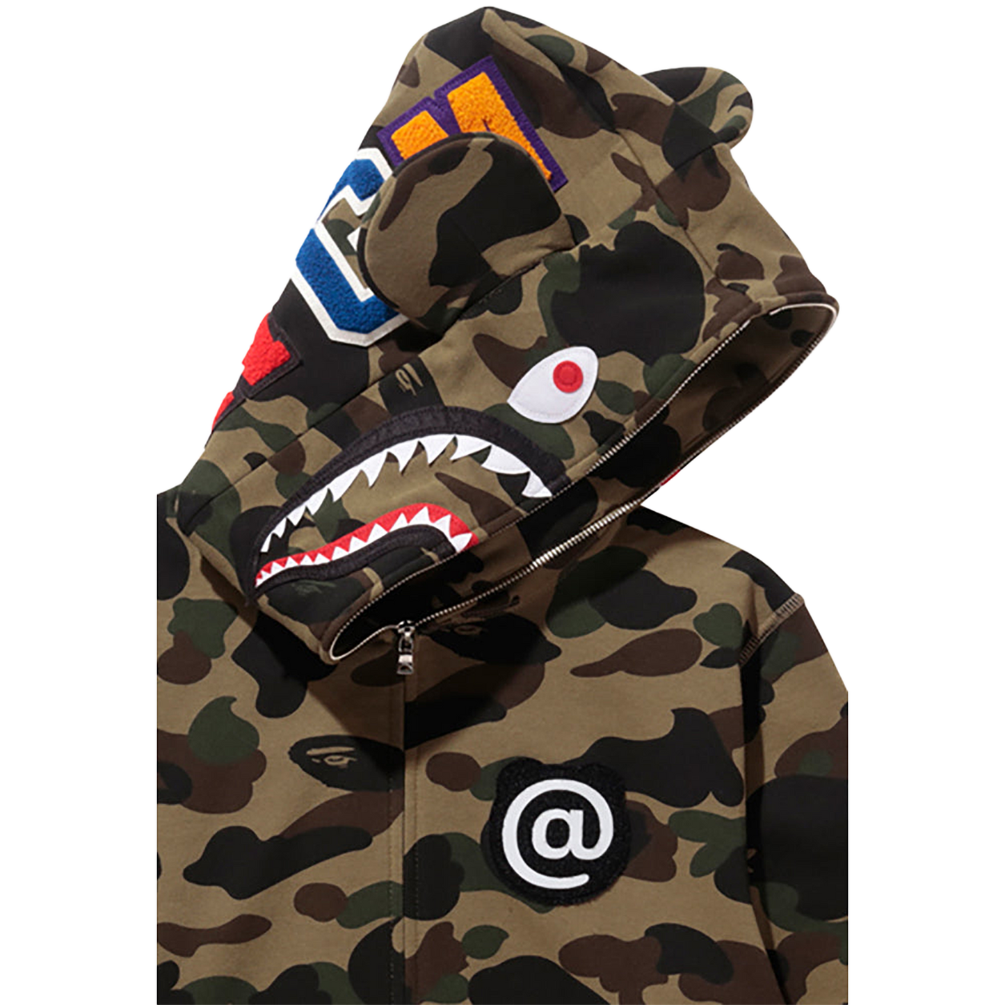 1ST CAMO SHARK BE@R FULL ZIP HOODIE