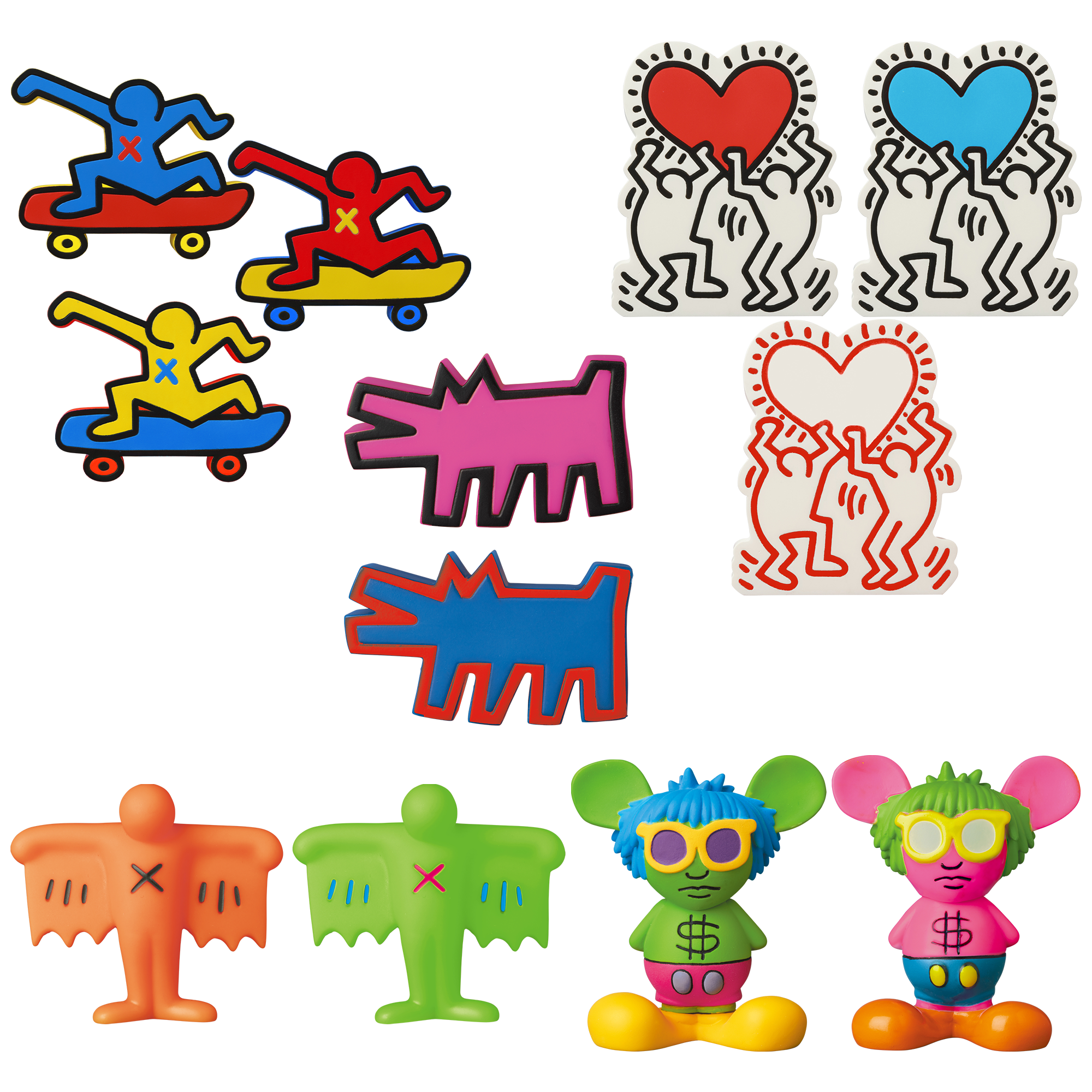 MINI VCD KEITH HARING #3 Skateboarder / With Heart / Barking Dog / Flying Devil / Radiant Baby / Andy Mouse / Three Eyed Smiling Face
