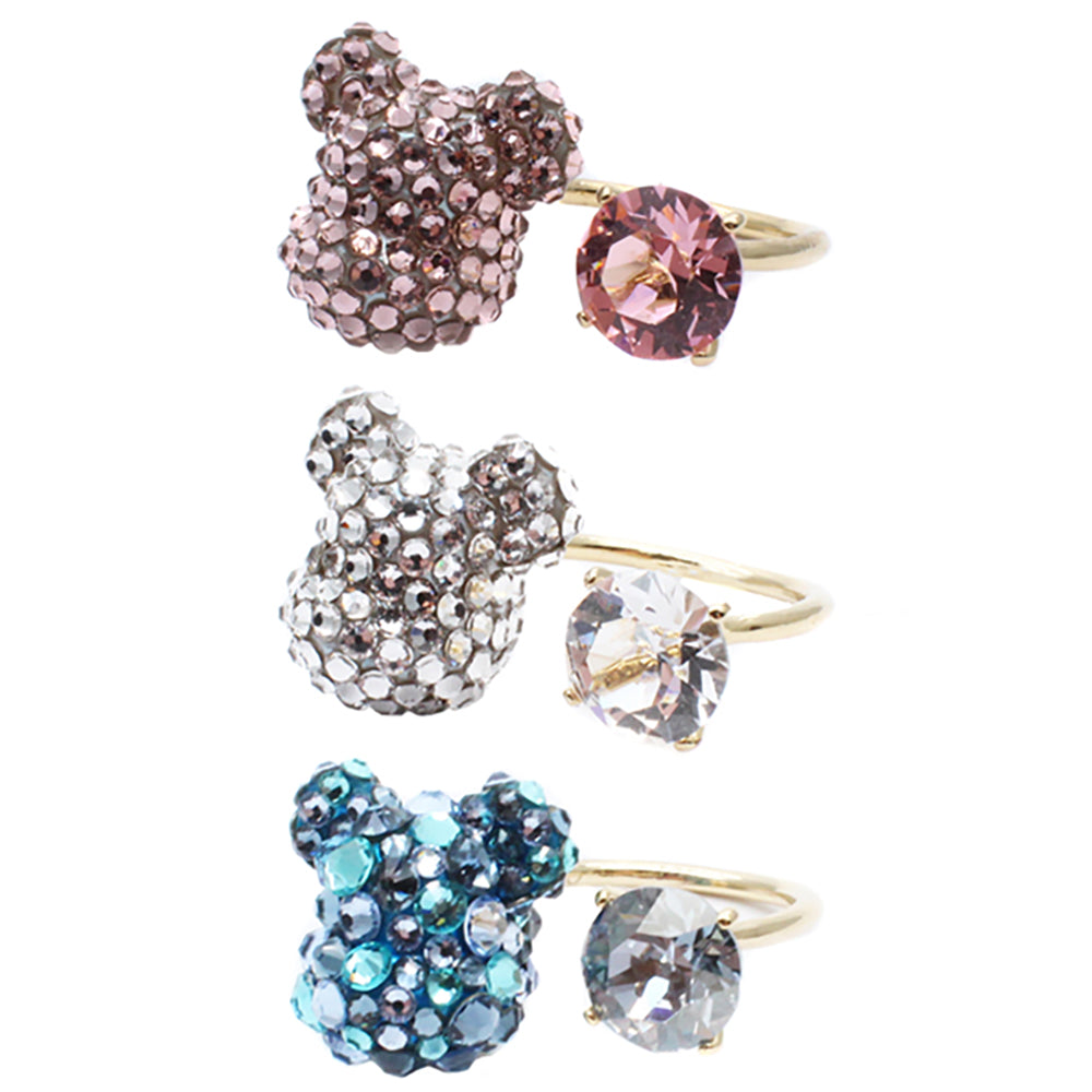 BE@BE@RBRICK CRYSTAL DECORATE RING(CRYSTAL/PINK/BLUE)RBRICK SWAROVSKI RING_0