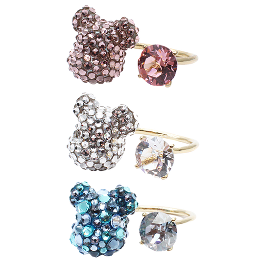 BE@BE@RBRICK CRYSTAL DECORATE RING(CRYSTAL/PINK/BLUE)RBRICK SWAROVSKI RING