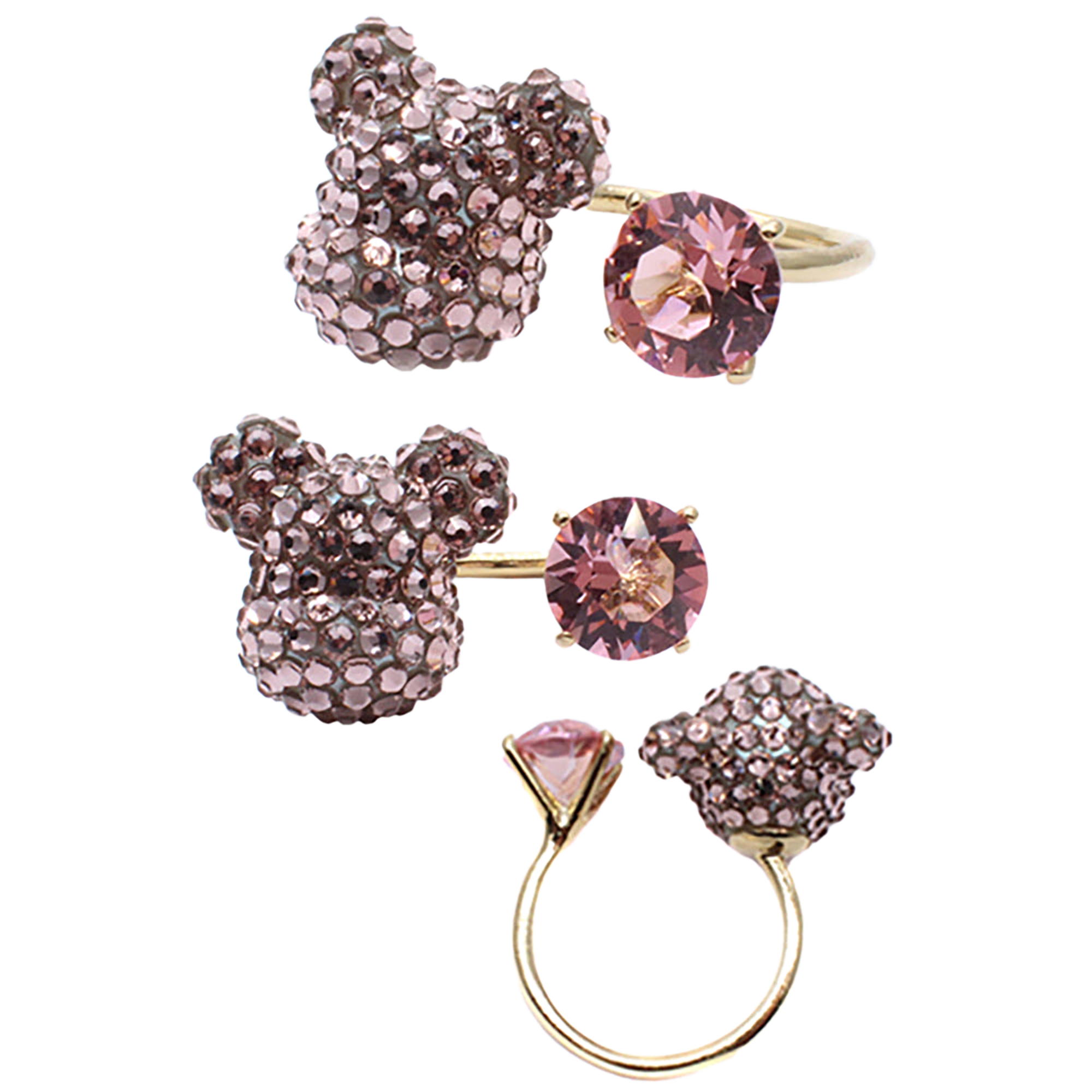 BE@BE@RBRICK CRYSTAL DECORATE RING(CRYSTAL/PINK/BLUE)RBRICK SWAROVSKI RING