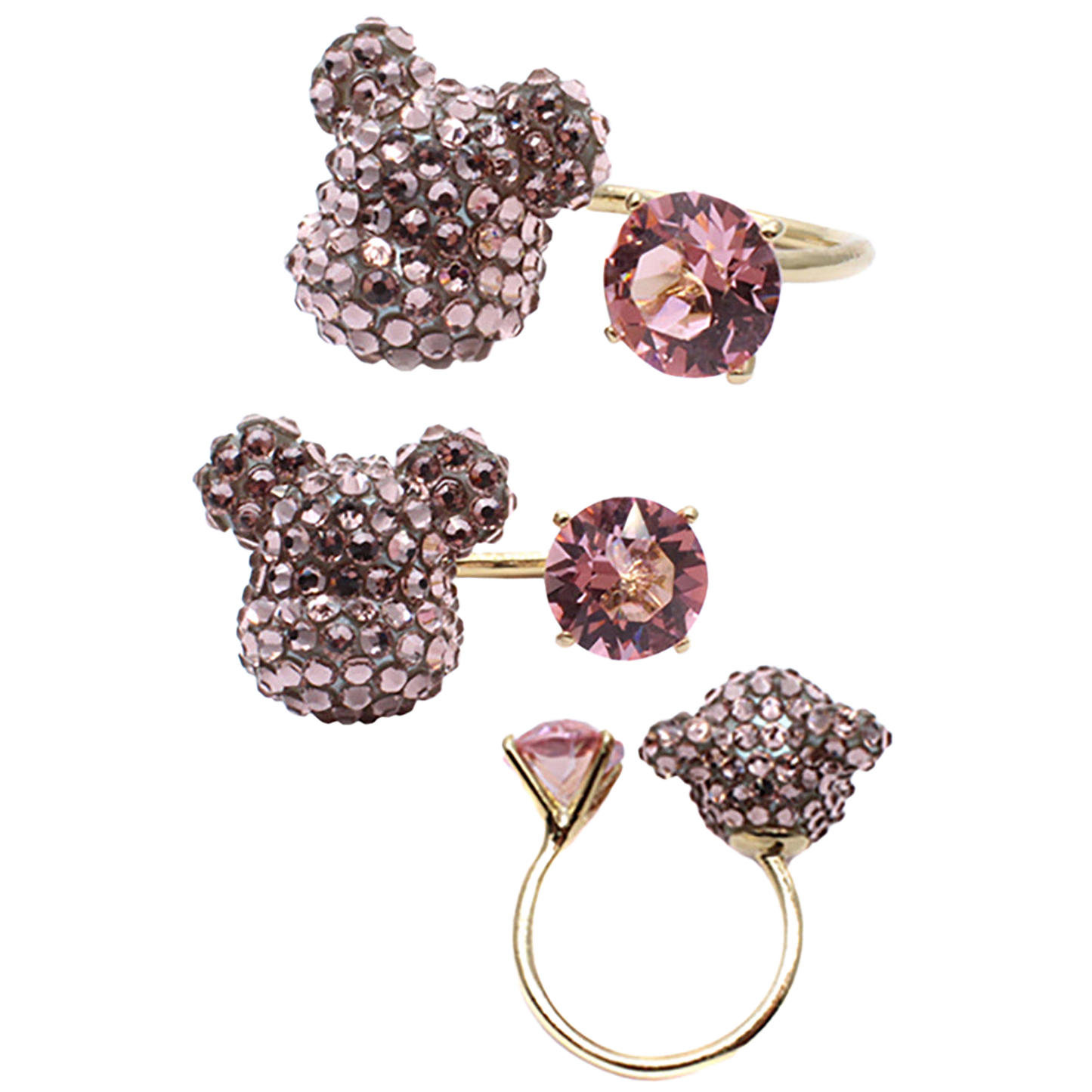 BE@BE@RBRICK CRYSTAL DECORATE RING(CRYSTAL/PINK/BLUE)RBRICK SWAROVSKI RING