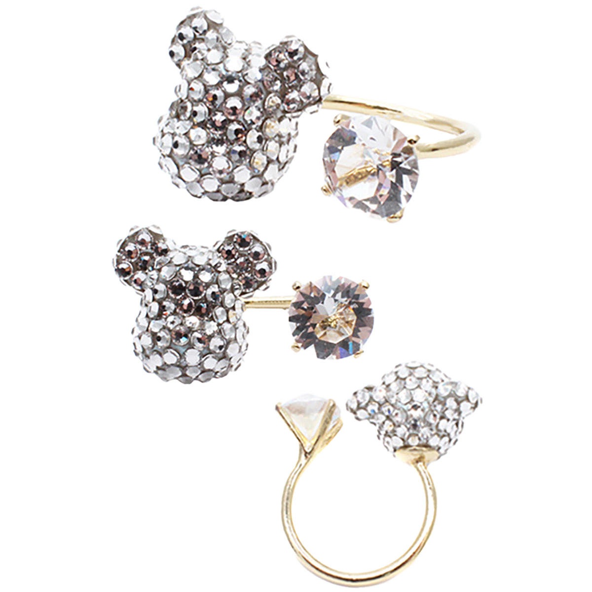 BE@BE@RBRICK CRYSTAL DECORATE RING(CRYSTAL/PINK/BLUE)RBRICK SWAROVSKI RING
