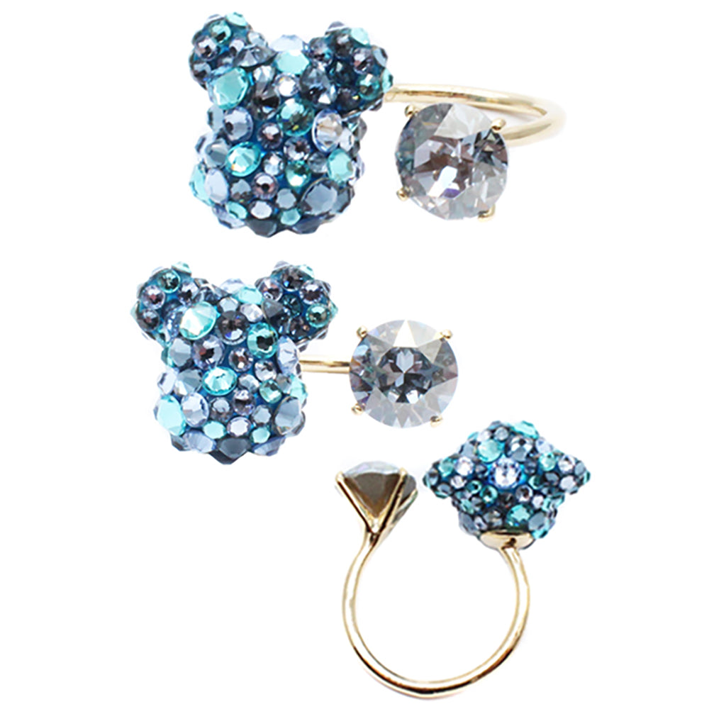 BE@BE@RBRICK CRYSTAL DECORATE RING(CRYSTAL/PINK/BLUE)RBRICK SWAROVSKI RING_3