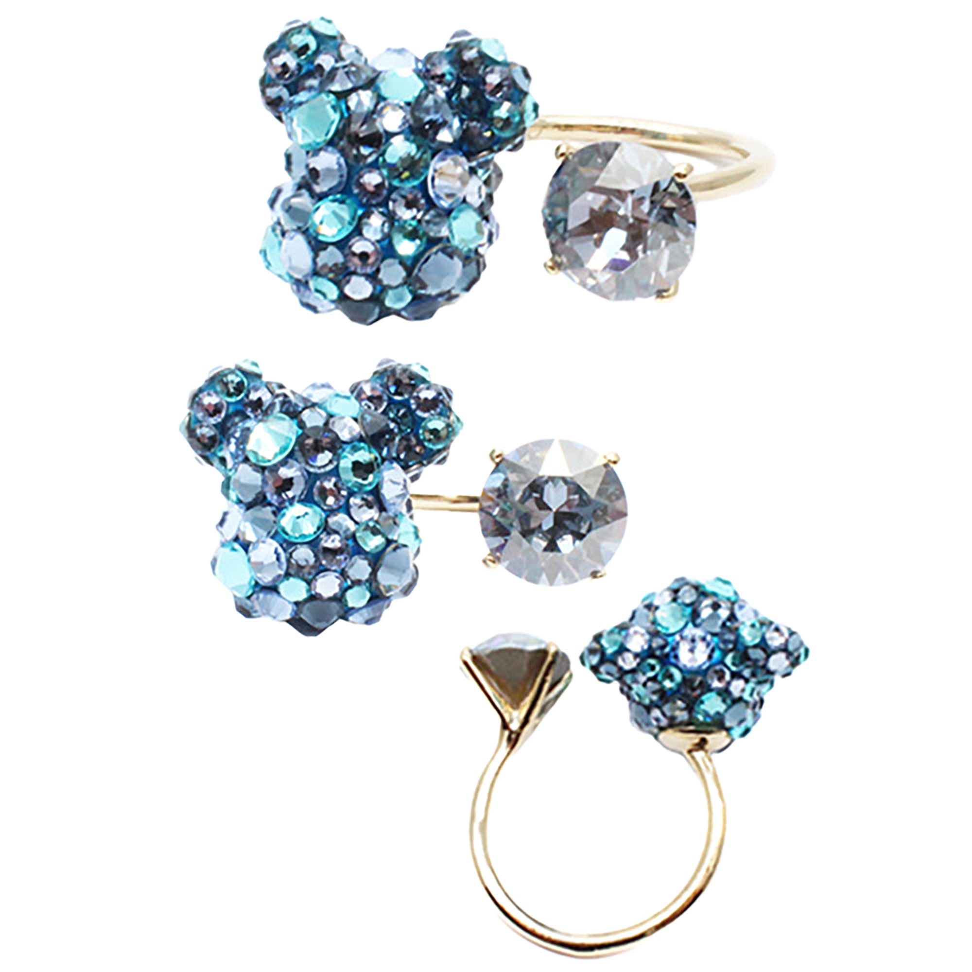 BE@BE@RBRICK CRYSTAL DECORATE RING(CRYSTAL/PINK/BLUE)RBRICK SWAROVSKI RING