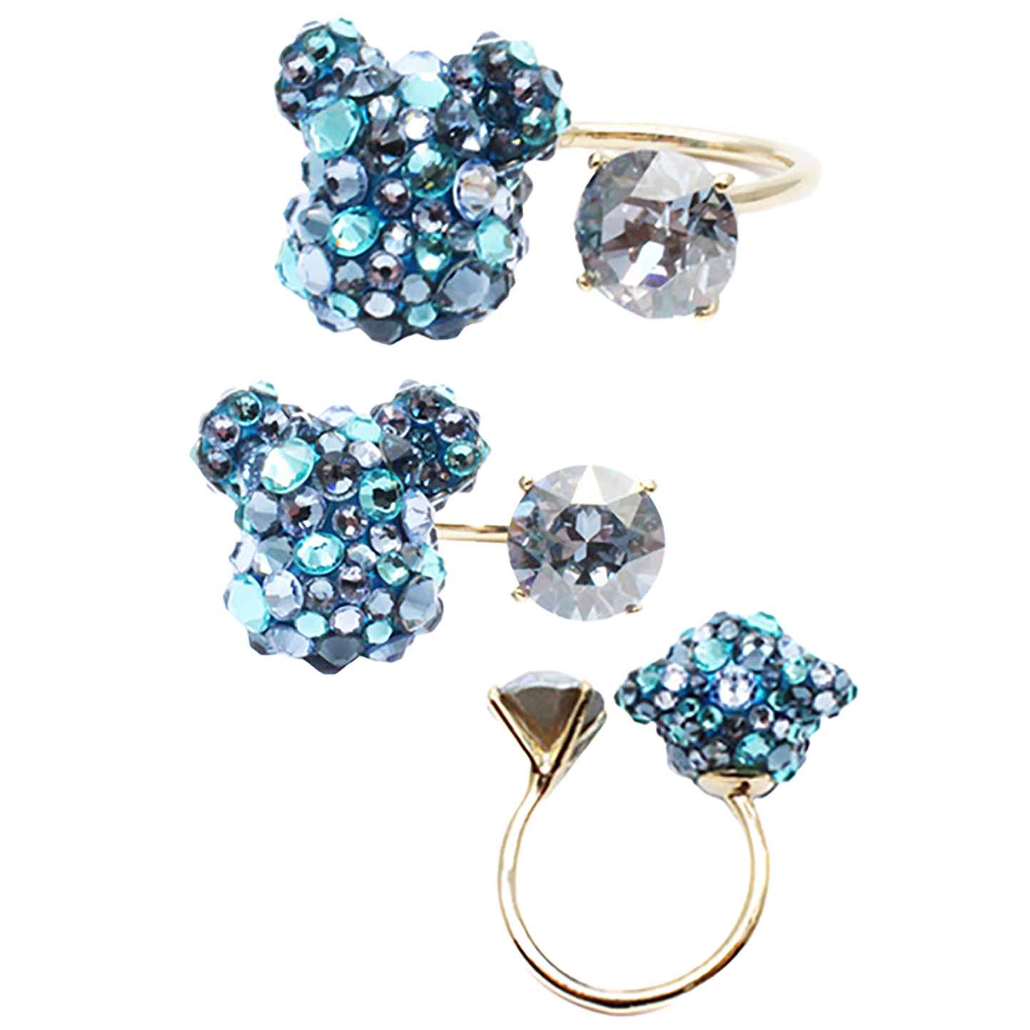 BE@BE@RBRICK CRYSTAL DECORATE RING(CRYSTAL/PINK/BLUE)RBRICK SWAROVSKI RING