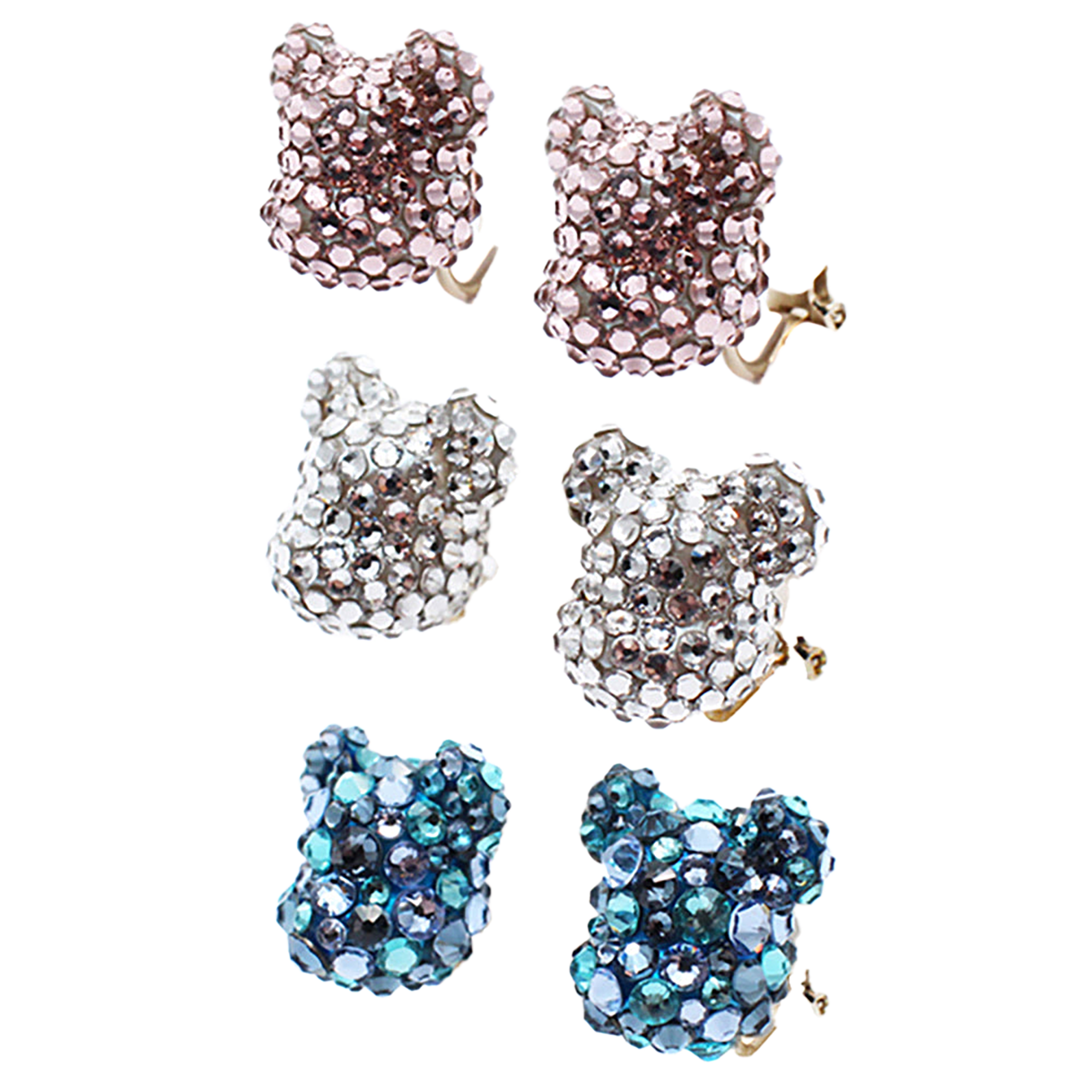 BE@RBRICK CRYSTAL DECORATE EARRING(CRYSTAL/PINK/BLUE)