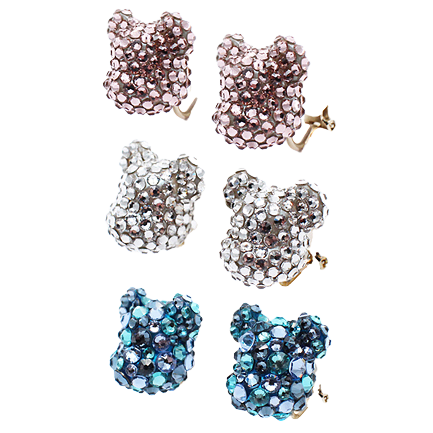 BE@RBRICK CRYSTAL DECORATE EARRING(CRYSTAL/PINK/BLUE)