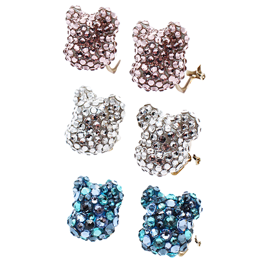 BE@RBRICK CRYSTAL DECORATE EARRING(CRYSTAL/PINK/BLUE)