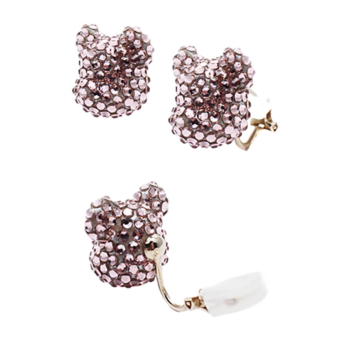 BE@RBRICK CRYSTAL DECORATE EARRING(CRYSTAL/PINK/BLUE)