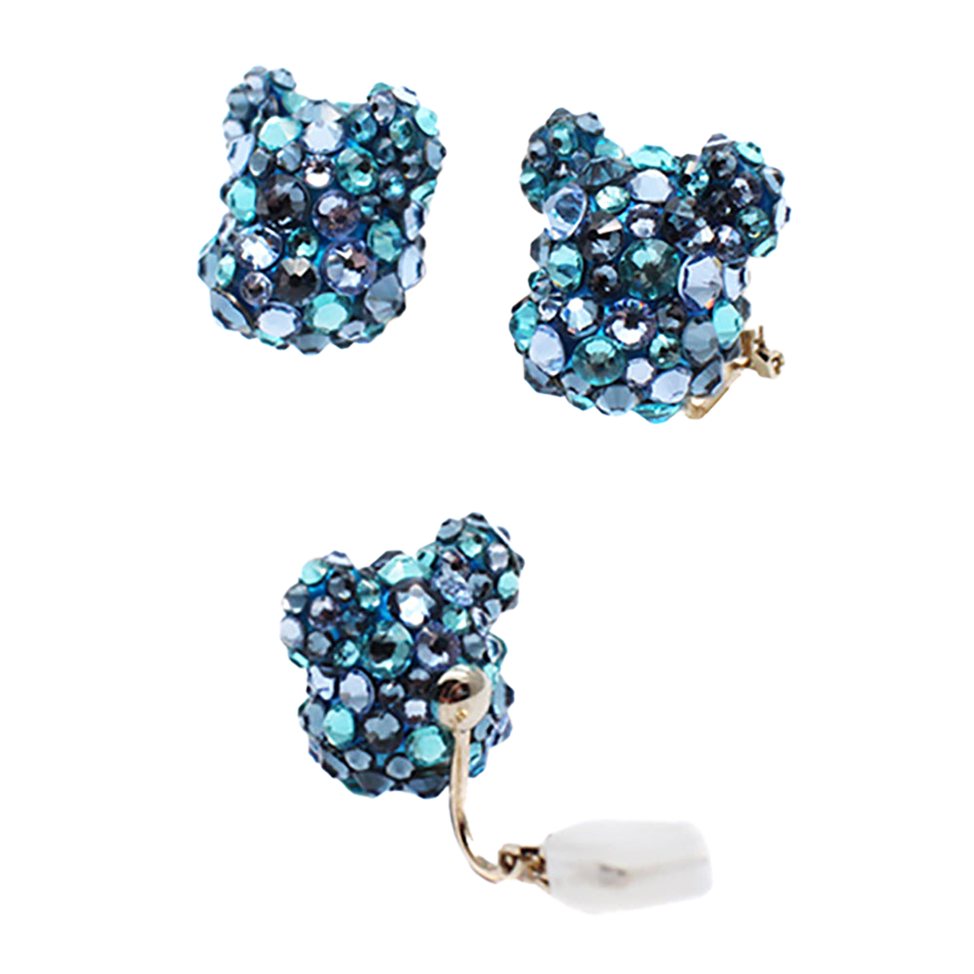 BE@RBRICK CRYSTAL DECORATE EARRING(CRYSTAL/PINK/BLUE)