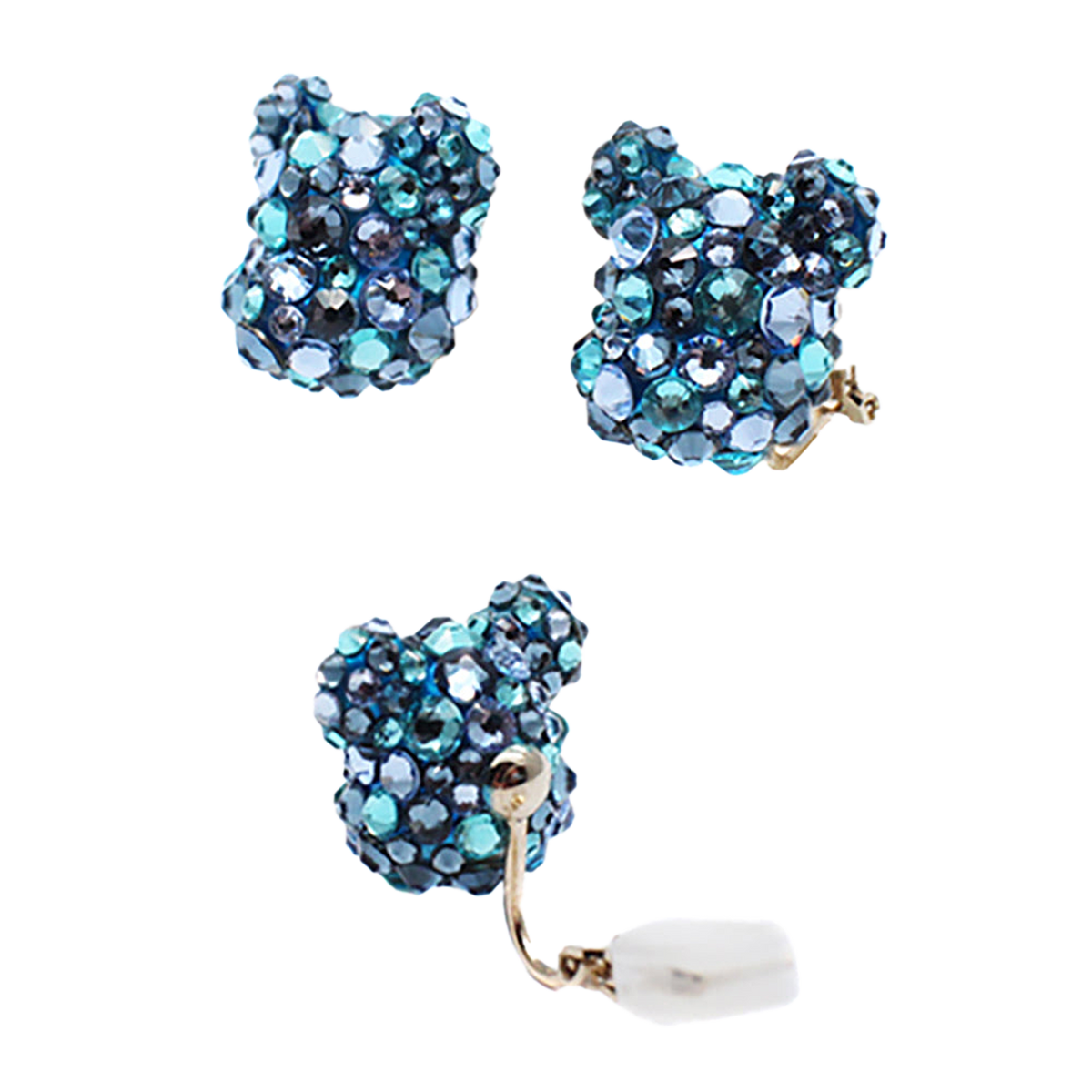 BE@RBRICK CRYSTAL DECORATE EARRING(CRYSTAL/PINK/BLUE)