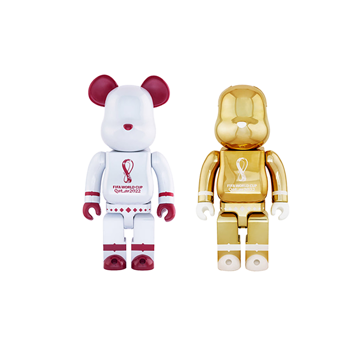 BE@RBRICK – FIFA WORLD CUP QATAR 2022 (TM) OLP WHITE CHROME / OLP GOLD 100% & 400%