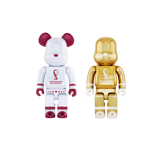 BE@RBRICK – FIFA WORLD CUP QATAR 2022 (TM) OLP WHITE CHROME / OLP GOLD 100% & 400%
