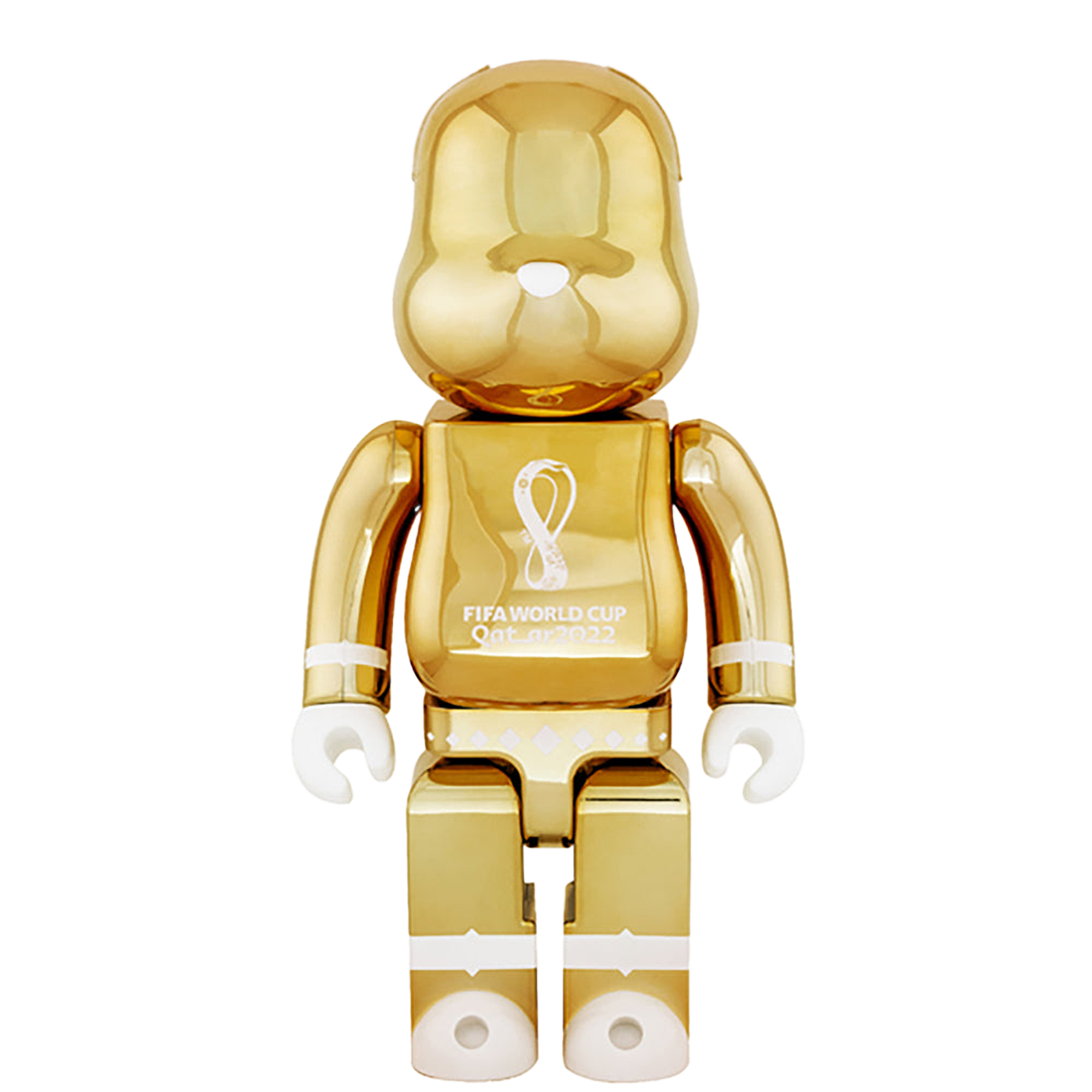 BE@RBRICK – FIFA WORLD CUP QATAR 2022 (TM) OLP WHITE CHROME / OLP GOLD 100% & 400%