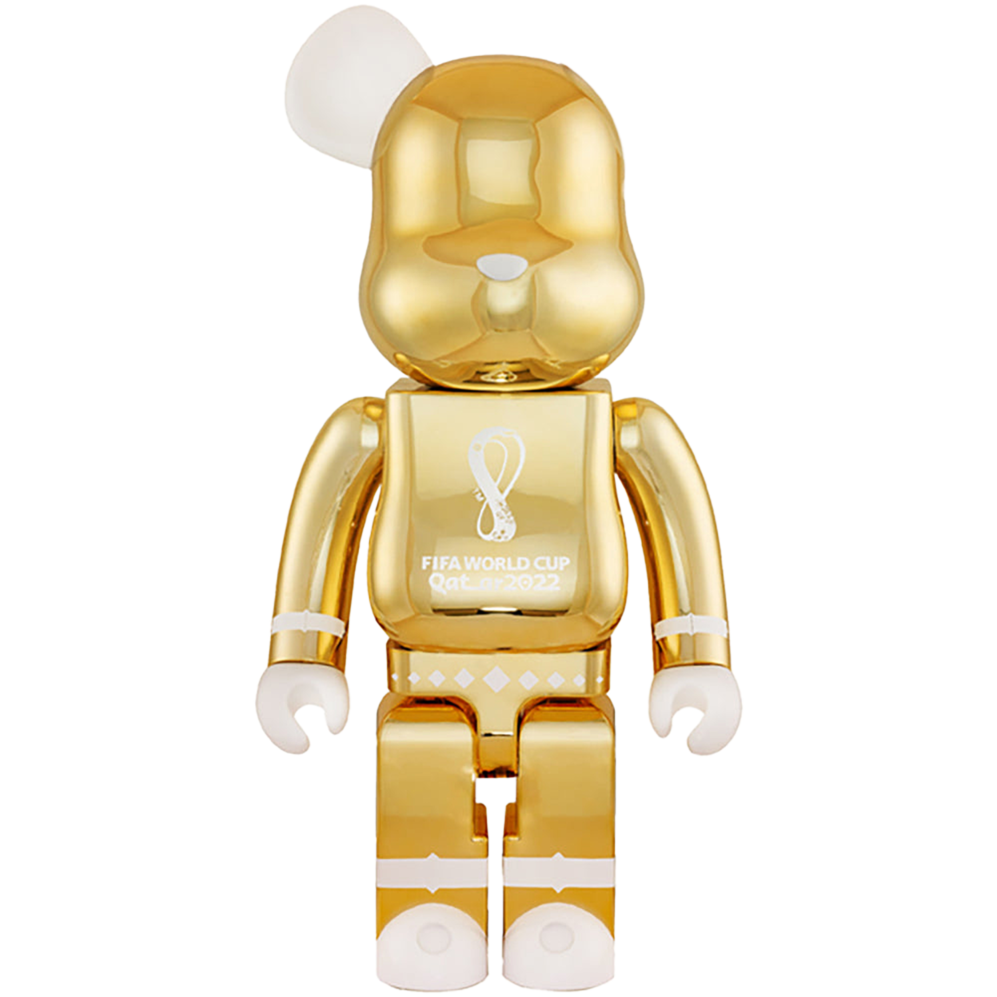 BE@RBRICK – FIFA WORLD CUP QATAR 2022 (TM) OLP WHITE CHROME / OLP GOLD 1000%