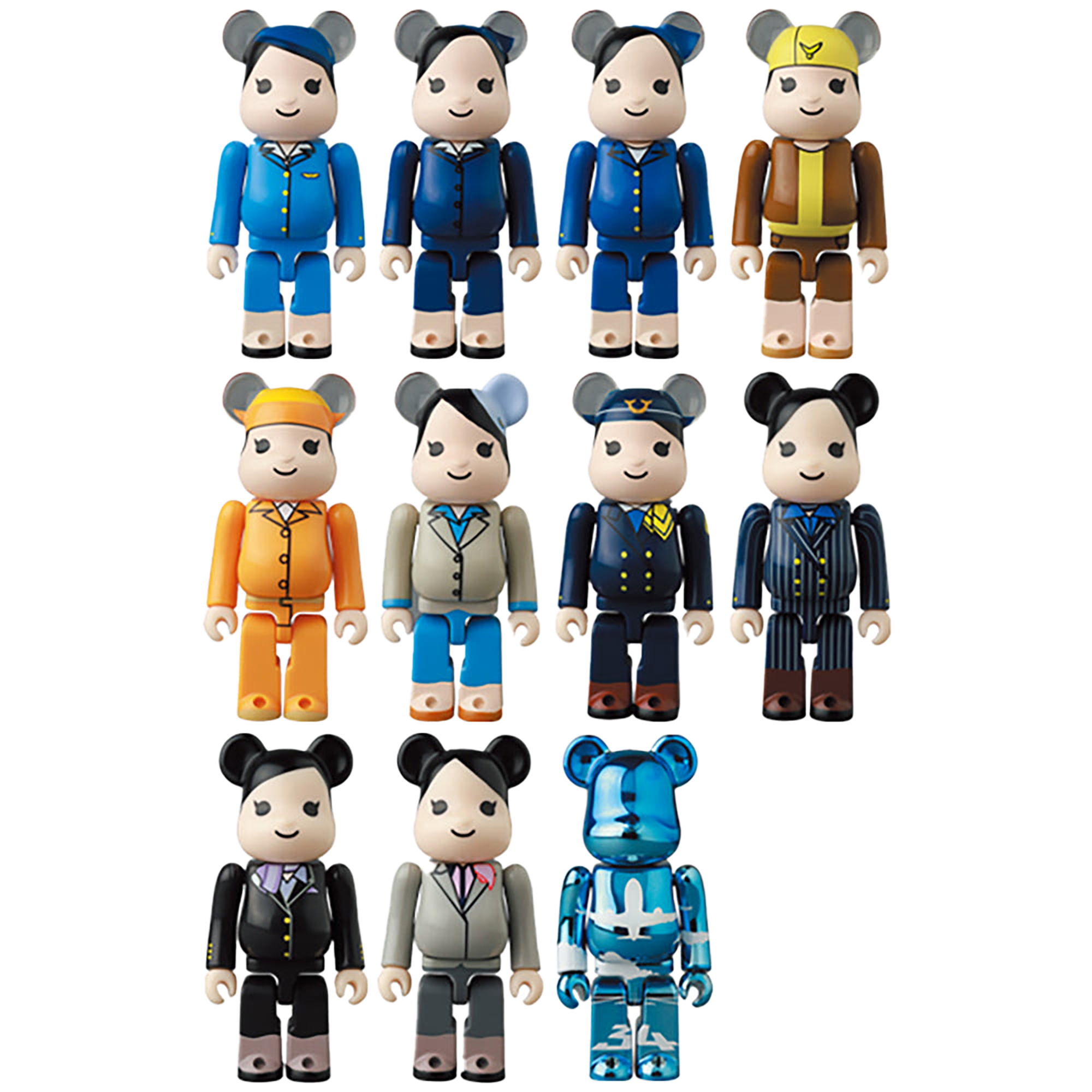 BE@RBRICK for ANA ANA創立70周年記念歴代制服コレクション 100%