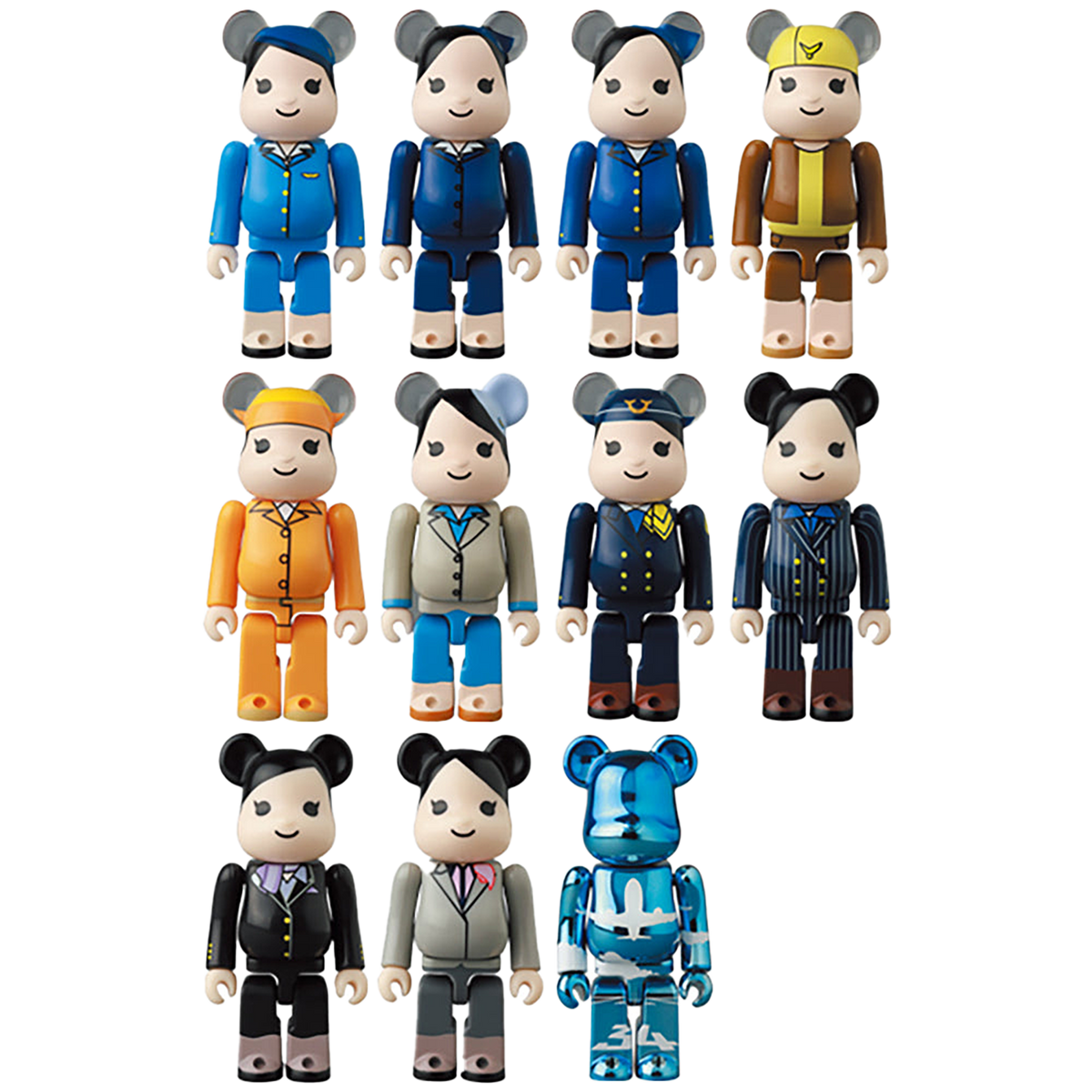 BE@RBRICK for ANA ANA創立70周年記念歴代制服コレクション 100%