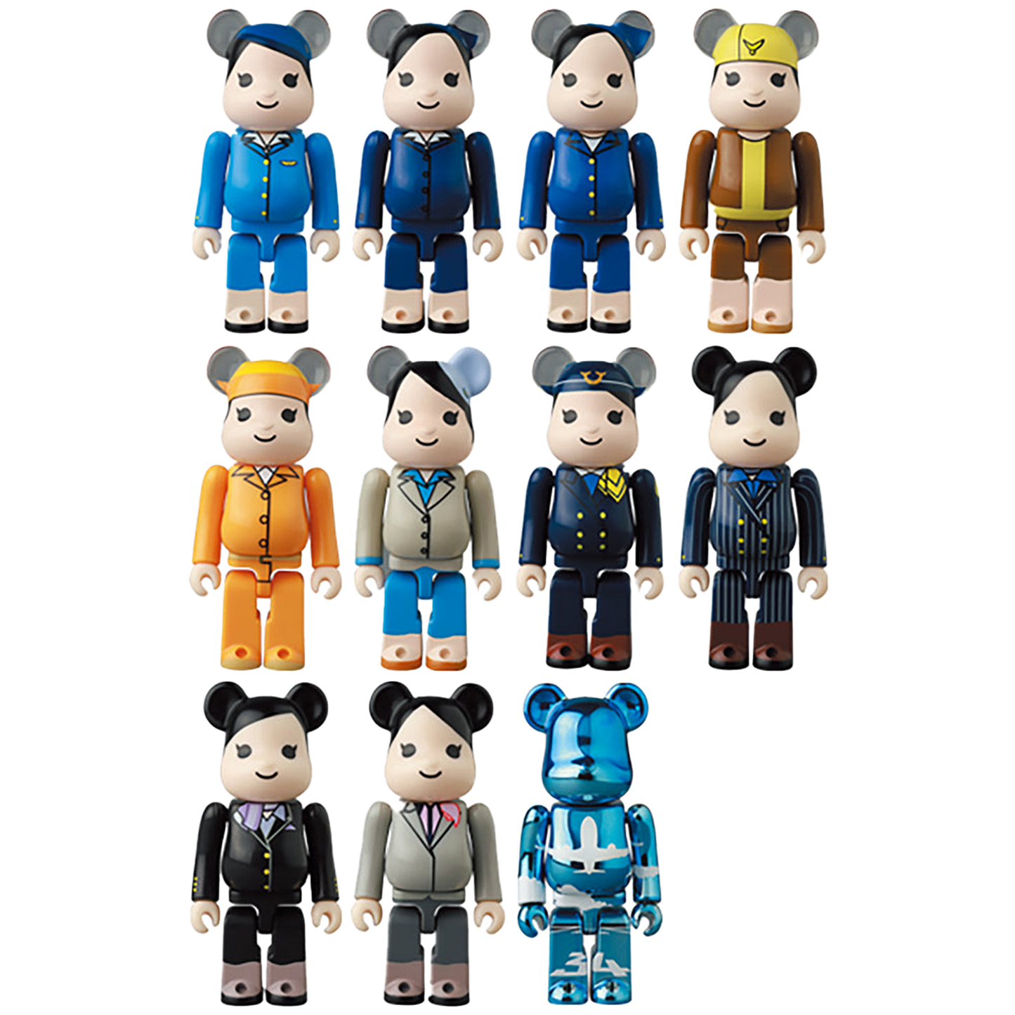 BE@RBRICK for ANA ANA創立70周年記念歴代制服コレクション 100%