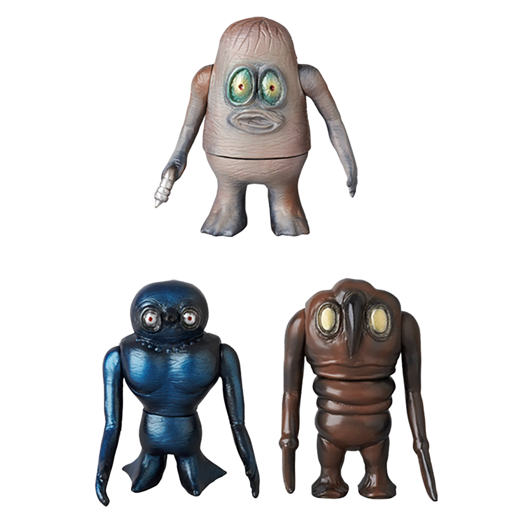 ギラン星人、バルデン星人、マグラン星人
（イッコーモケイ箱絵カラー3体セット）