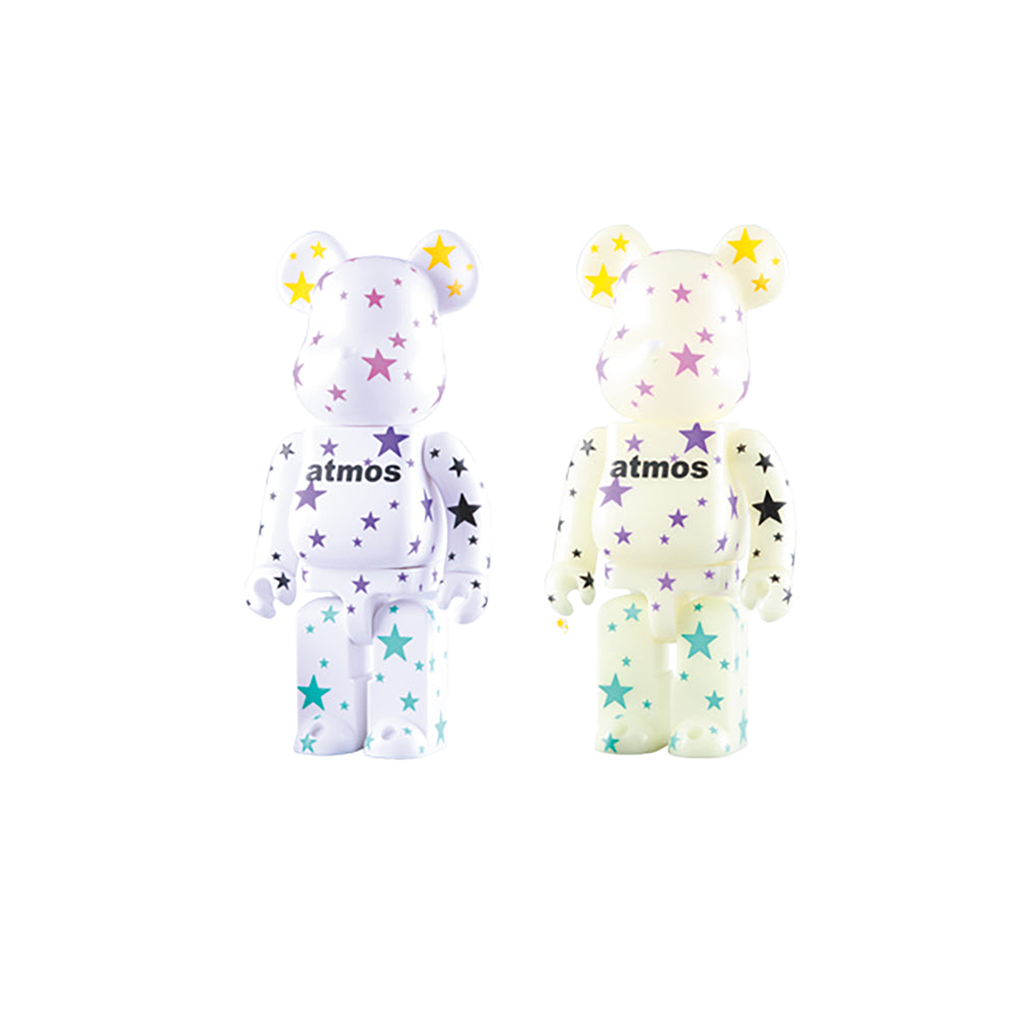 BE@RBRICK atmos 100% & 400% WHITE ／ GLOW IN THE DARK