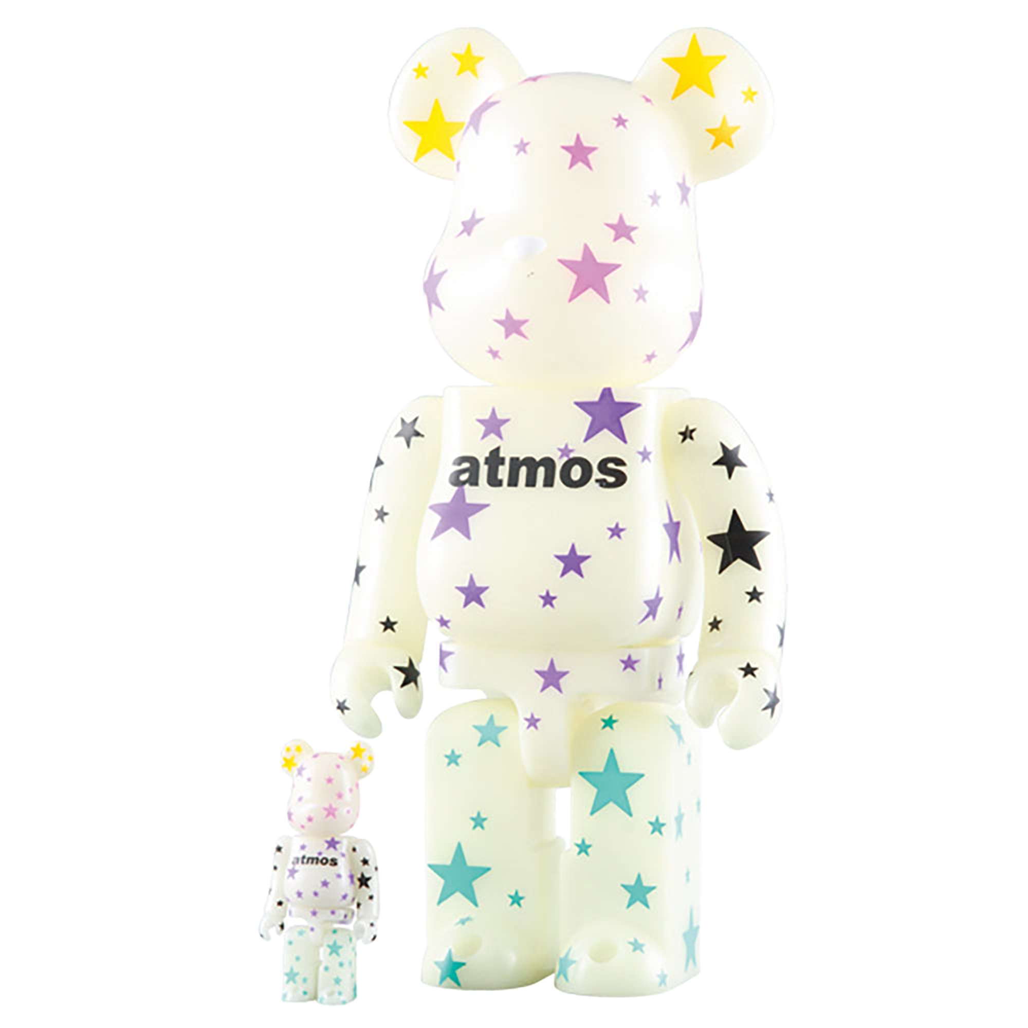BE@RBRICK atmos 100% & 400% WHITE ／ GLOW IN THE DARK
