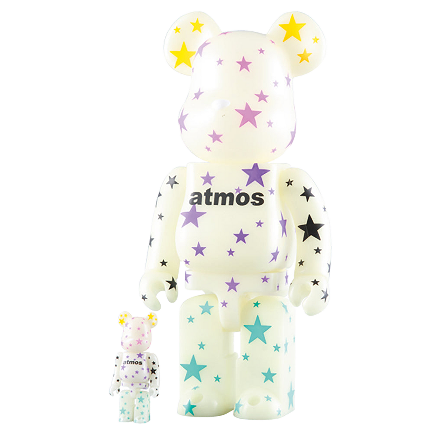 BE@RBRICK atmos 100% & 400% WHITE ／ GLOW IN THE DARK