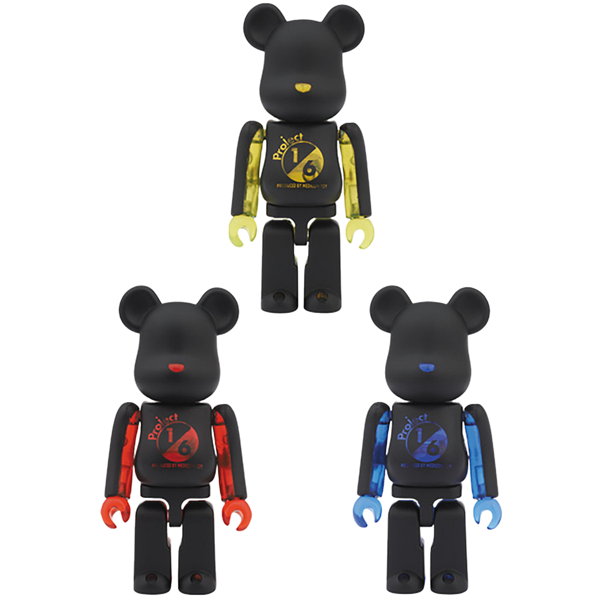 2013 NOVELTY BE@RBRICK（ブラック × イエロークリア / ブラック × レッドクリア / ブラック × ブルークリア）