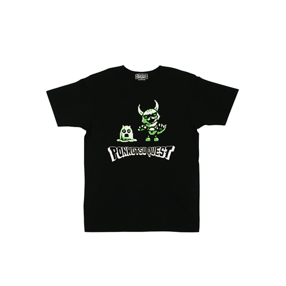 ポンコツクエスト Tシャツ B(こわいカクとイムラ) グリーン/オレンジ_1