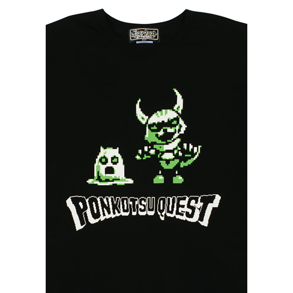 ポンコツクエスト Tシャツ B(こわいカクとイムラ) グリーン/オレンジ_2