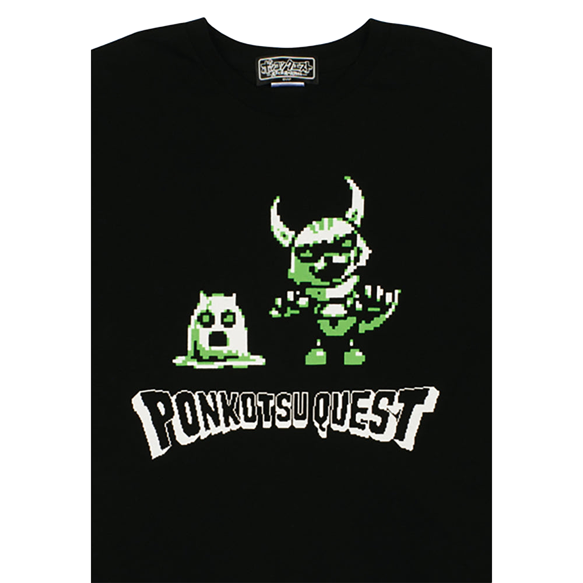 ポンコツクエスト Tシャツ B(こわいカクとイムラ) グリーン/オレンジ
