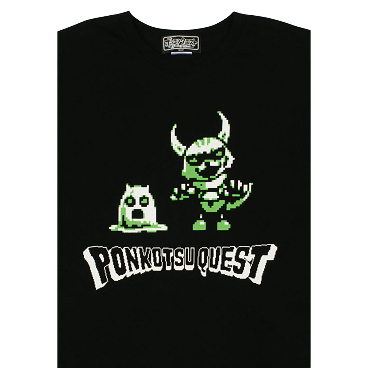 ポンコツクエスト Tシャツ B(こわいカクとイムラ) グリーン/オレンジ