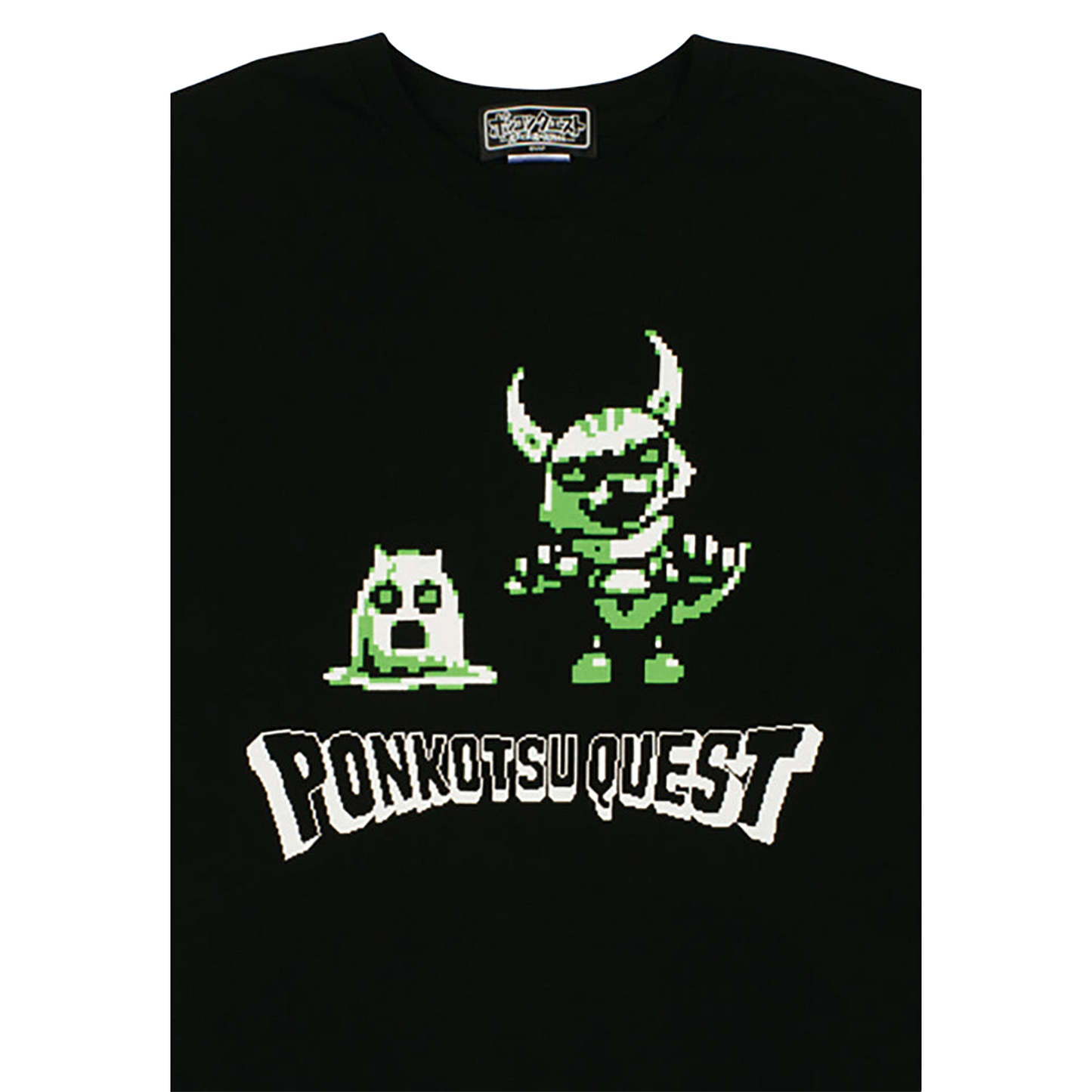 ポンコツクエスト Tシャツ B(こわいカクとイムラ) グリーン/オレンジ