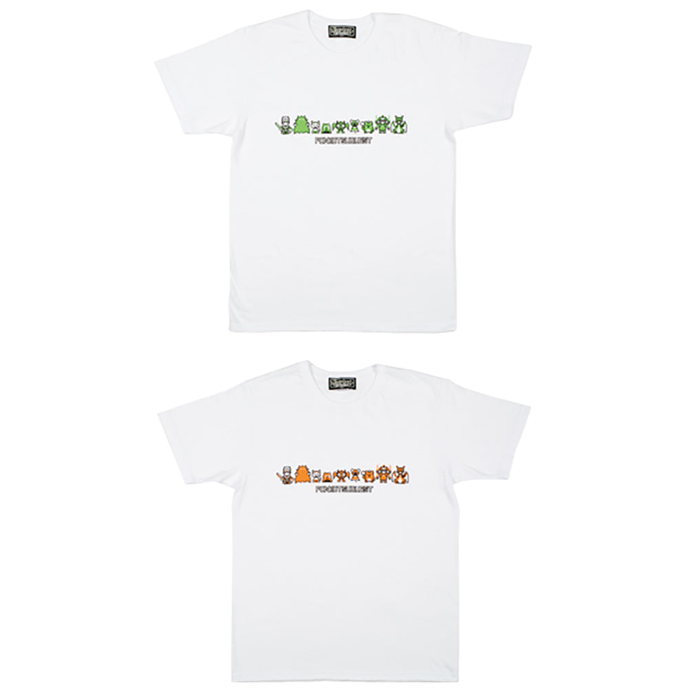 ポンコツクエスト Tシャツ A (8ビット風) グリーン/オレンジ_0