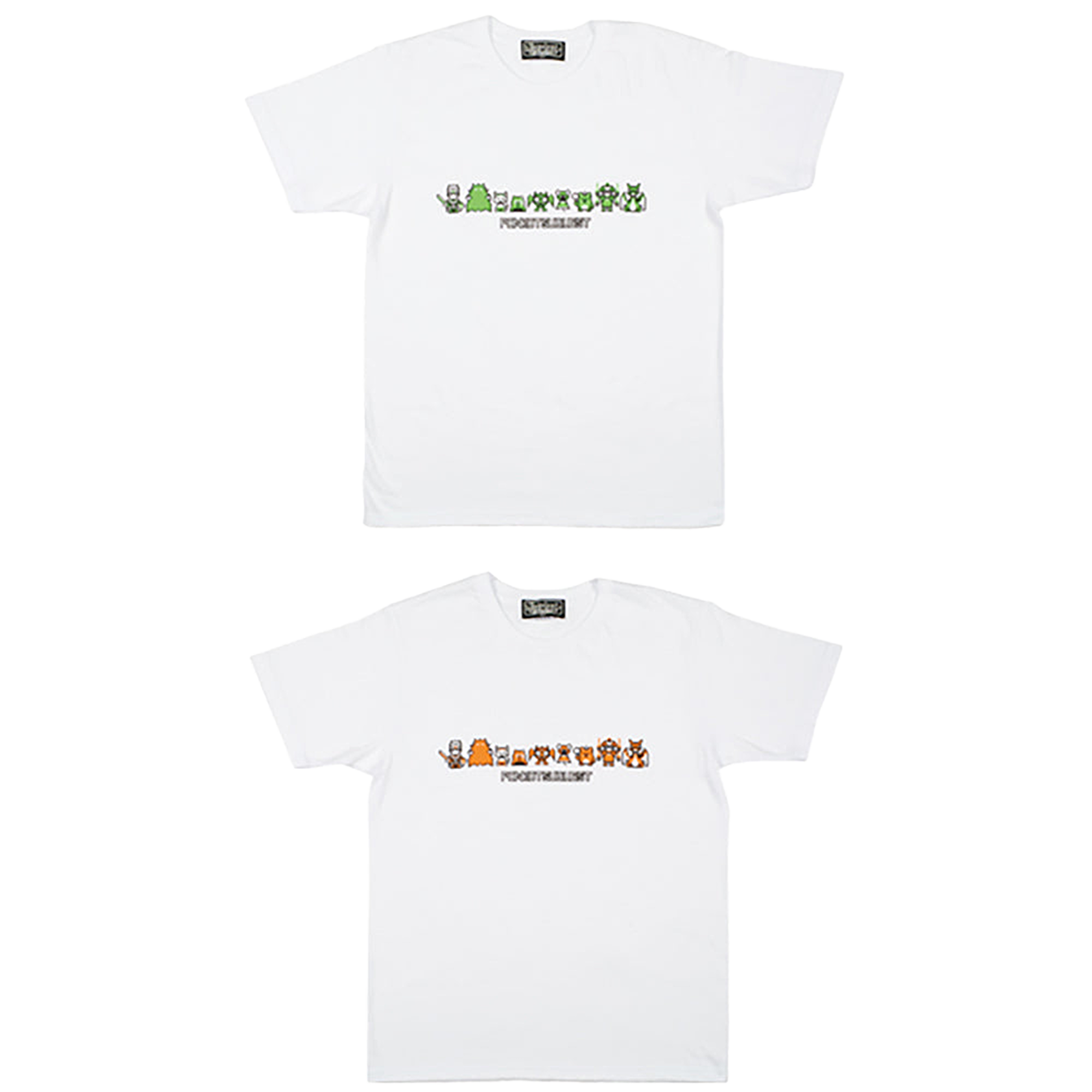 ポンコツクエスト Tシャツ A (8ビット風) グリーン/オレンジ