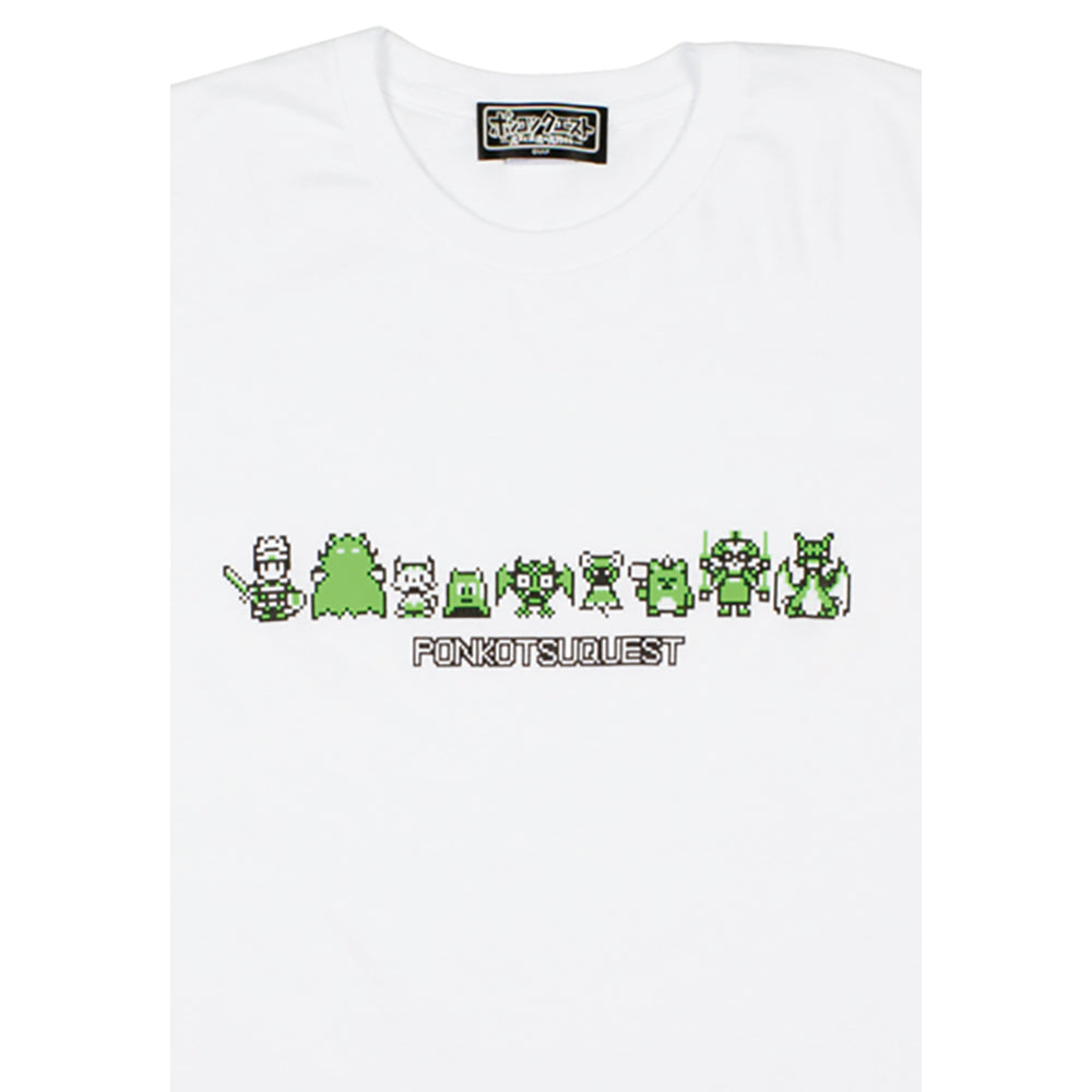 ポンコツクエスト Tシャツ A (8ビット風) グリーン/オレンジ_2