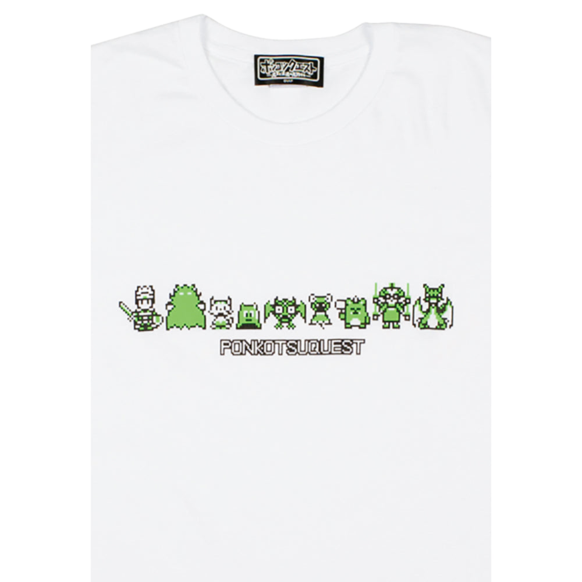 ポンコツクエスト Tシャツ A (8ビット風) グリーン/オレンジ