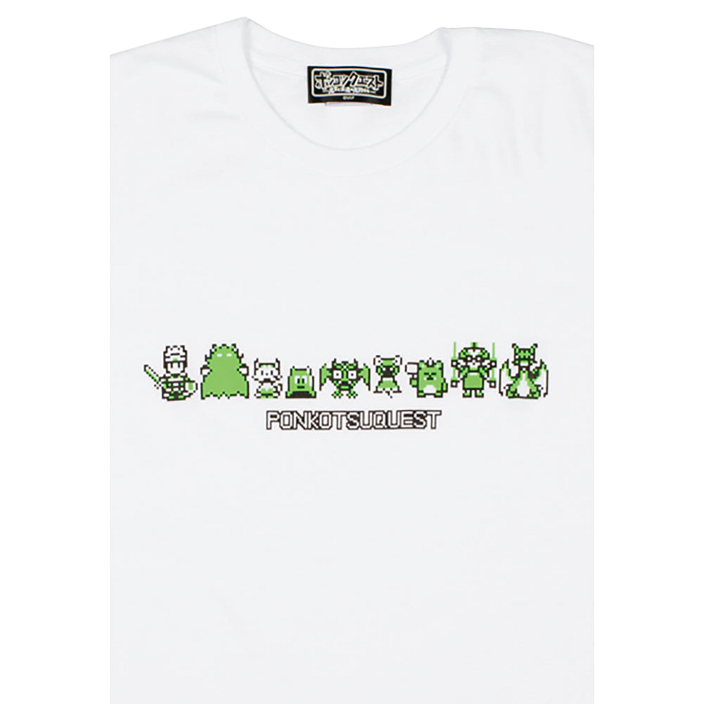 ポンコツクエスト Tシャツ A (8ビット風) グリーン/オレンジ