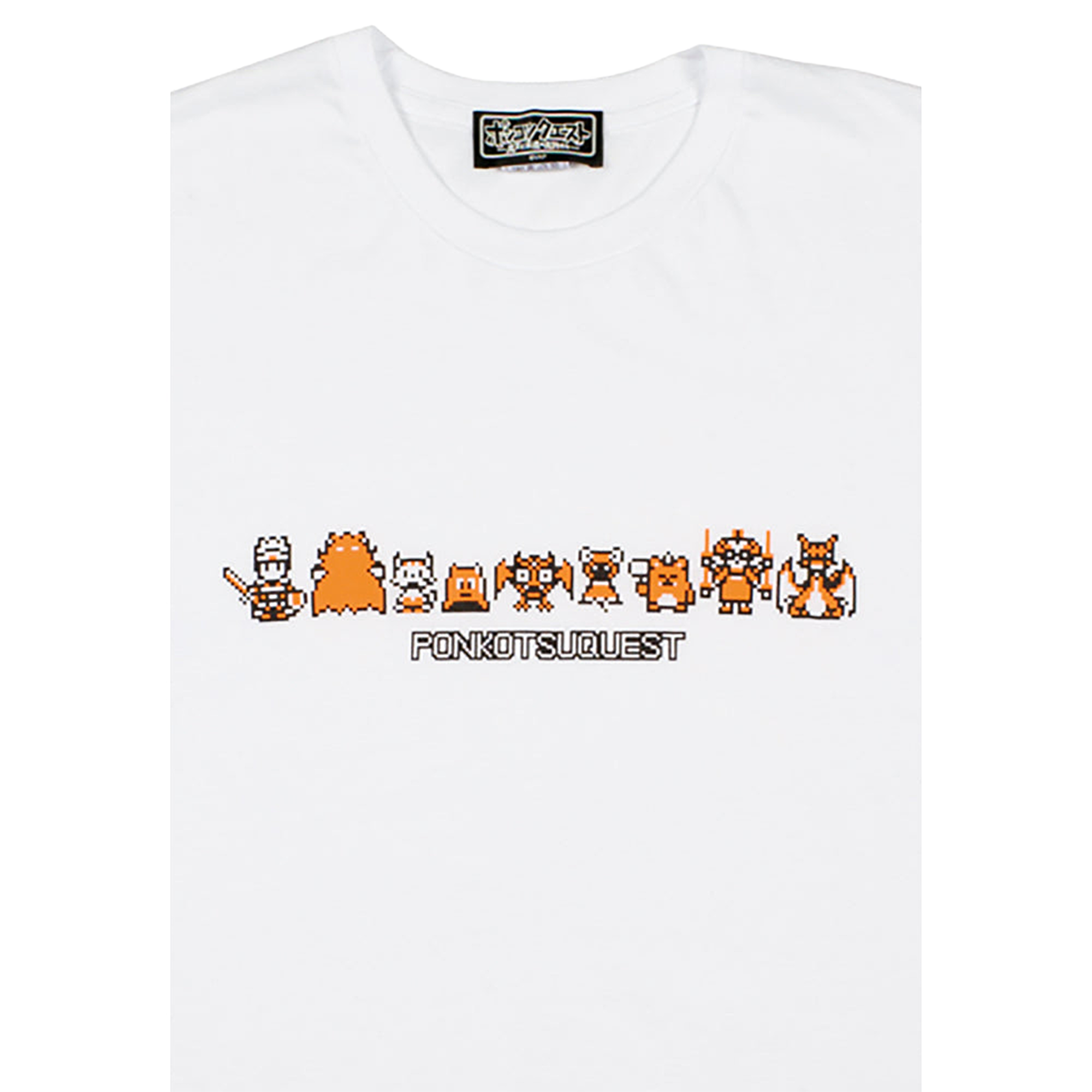 ポンコツクエスト Tシャツ A (8ビット風) グリーン/オレンジ
