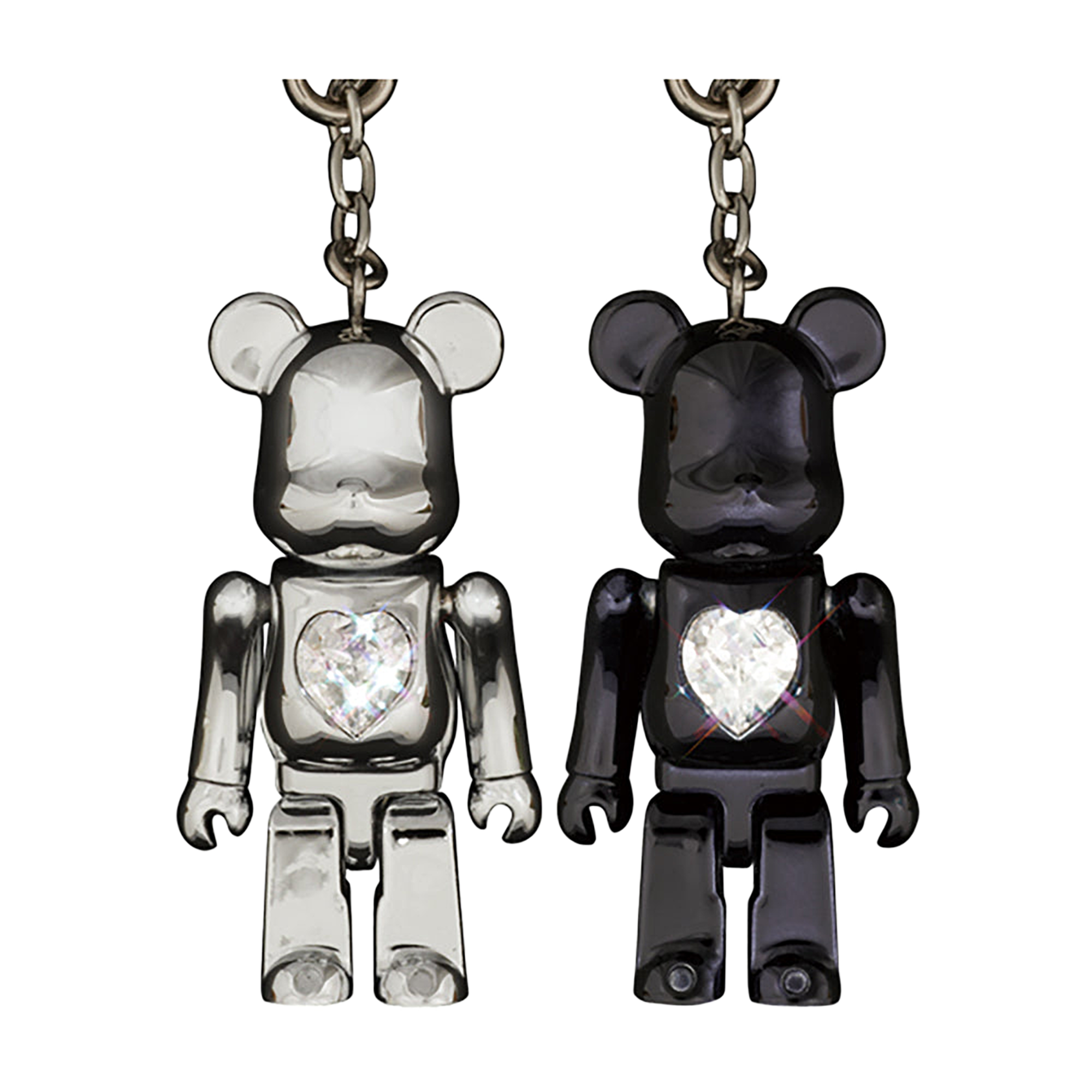 BE@RBRICK クリスタルハート メタルチャーム クロームメッキモデル / グロスブラックモデル