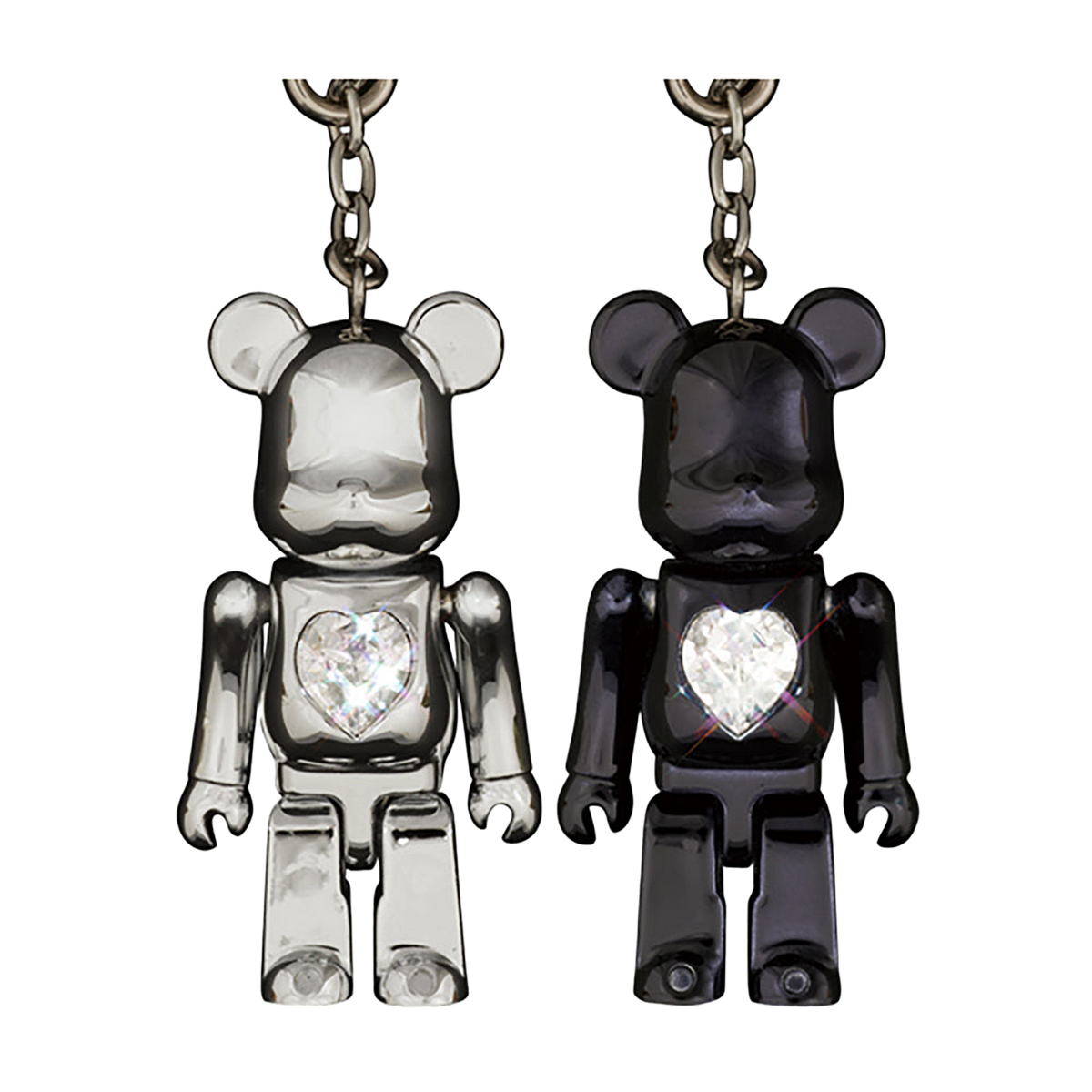 BE@RBRICK クリスタルハート メタルチャーム クロームメッキモデル / グロスブラックモデル