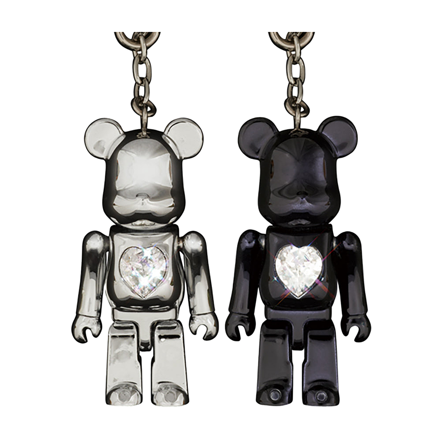 BE@RBRICK クリスタルハート メタルチャーム クロームメッキモデル / グロスブラックモデル