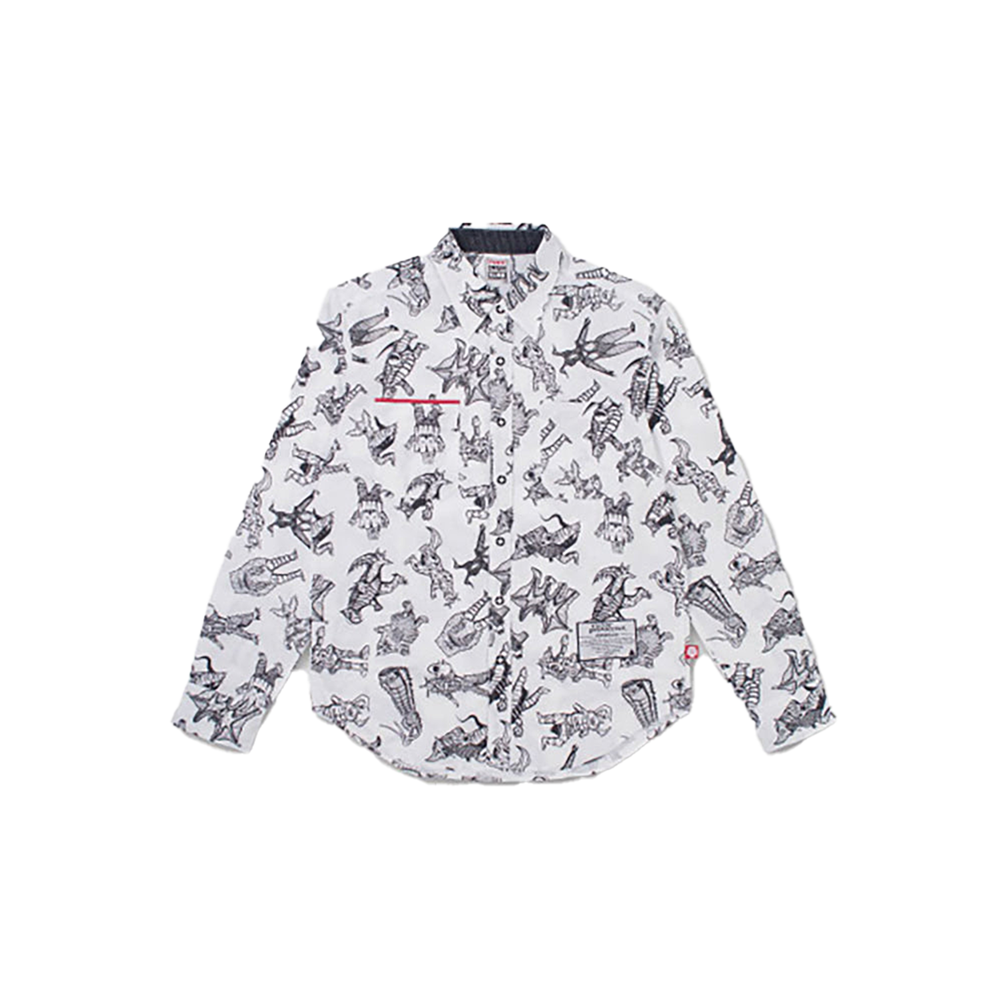 怪獣総柄シャツ