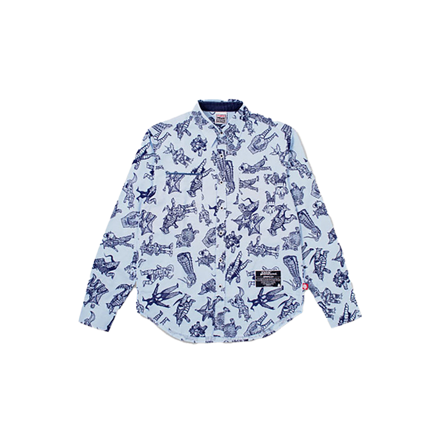 怪獣総柄シャツ